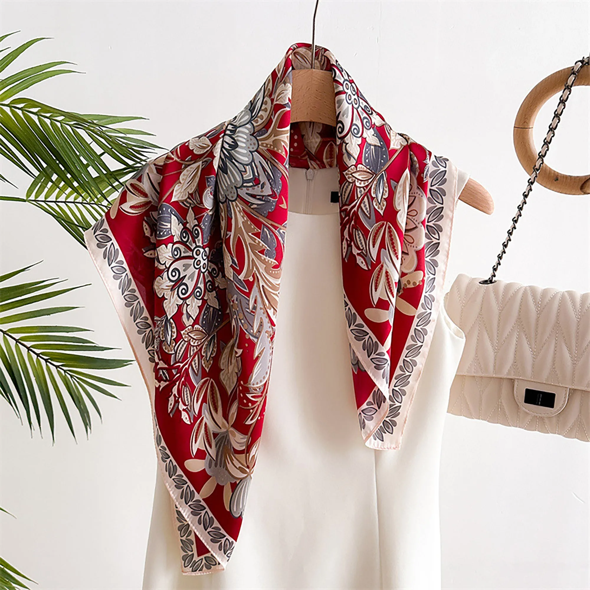 Anna-Kaci Floral Satin Square Scarf Lightweight Soft Feel 27.5¡Á27.5inches sold by Anna-Kaci product image thumbnail 2