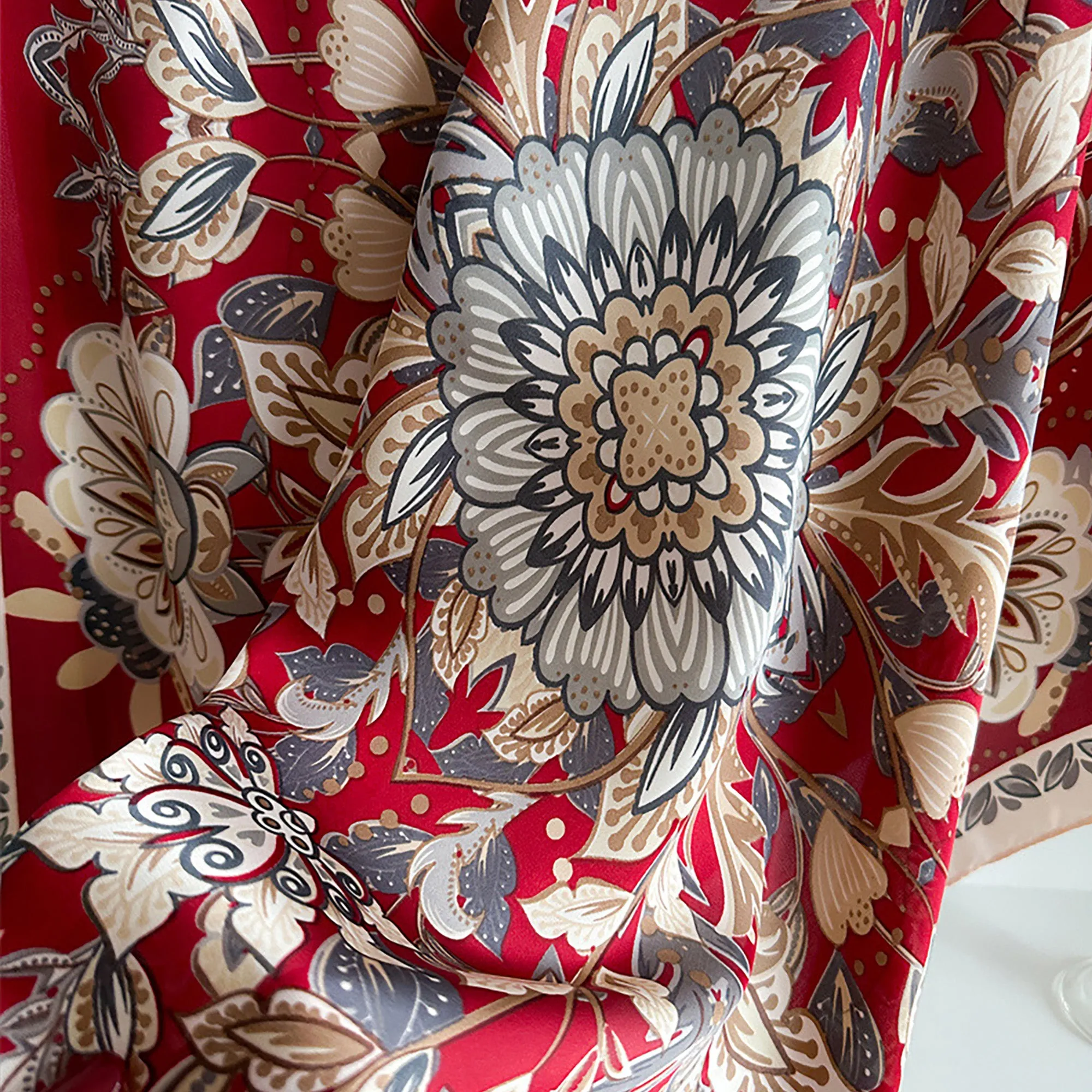 Anna-Kaci Floral Satin Square Scarf Lightweight Soft Feel 27.5¡Á27.5inches sold by Anna-Kaci product image thumbnail 3