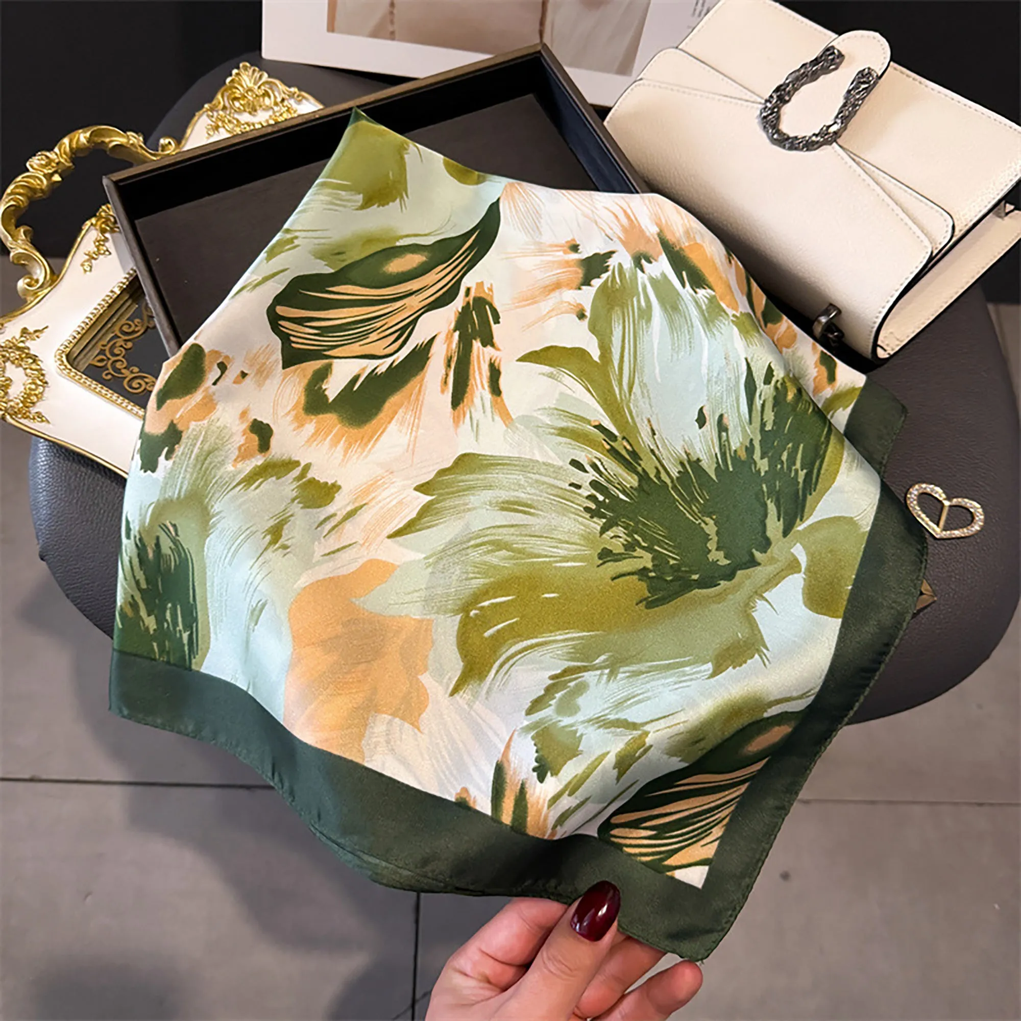 Anna-Kaci Womens Square Scarf with Abstract Floral Print 27.5¡Á27.5inches sold by Anna-Kaci product image thumbnail 2