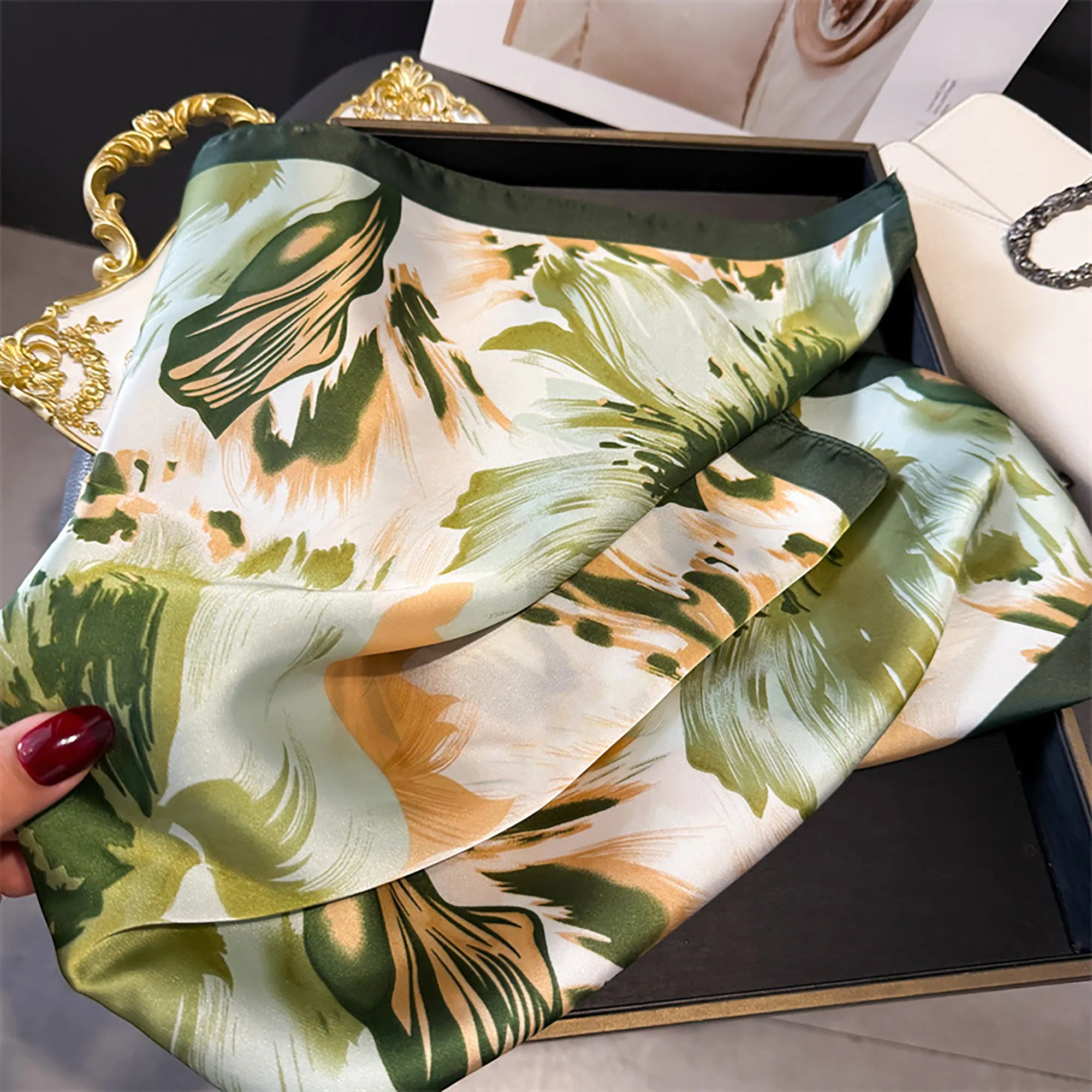 Anna-Kaci Womens Square Scarf with Abstract Floral Print 27.5¡Á27.5inches sold by Anna-Kaci product image thumbnail 3