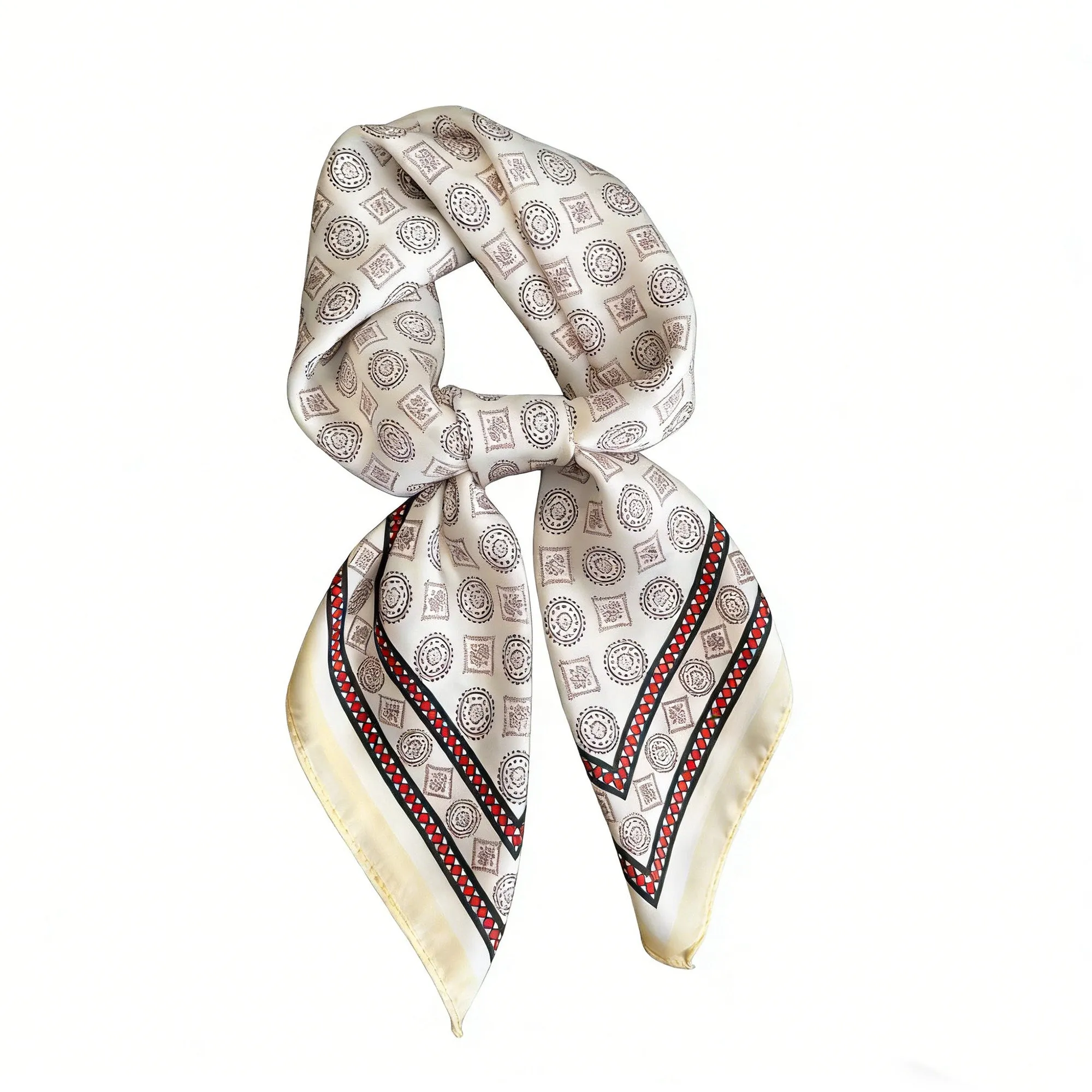 Anna-Kaci Square Scarf with Classic Geometric Print and Contrast Border 27.5¡Á27.5inches sold by Anna-Kaci product image thumbnail 5