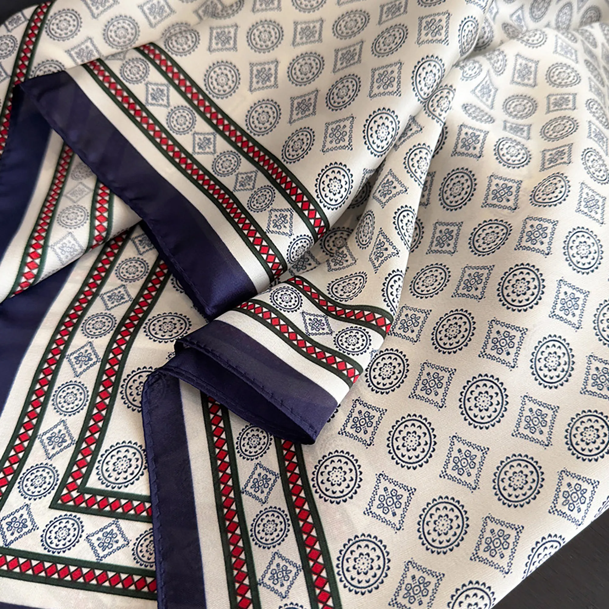 Anna-Kaci Square Scarf with Classic Geometric Print and Contrast Border 27.5¡Á27.5inches sold by Anna-Kaci product image thumbnail 4