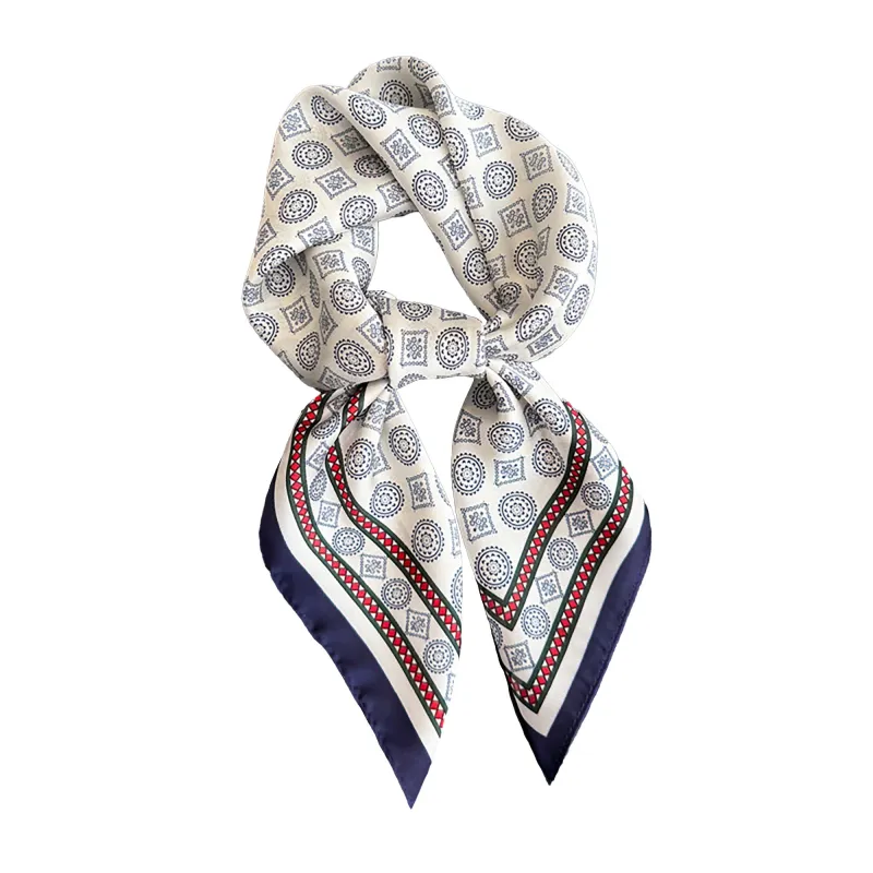 Anna-Kaci Square Scarf with Classic Geometric Print and Contrast Border 27.5¡Á27.5inches made by Anna-Kaci