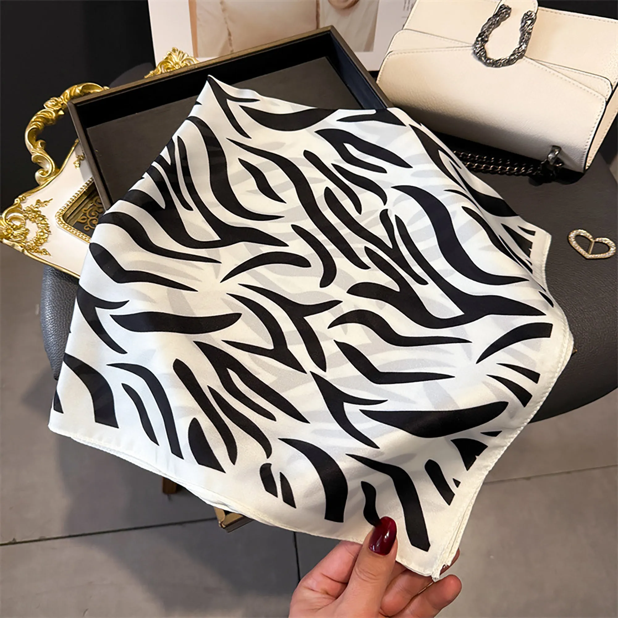 Anna-Kaci Womens Zebra Print Square Scarf Soft Fashion Accessory 27.5¡Á27.5inches sold by Anna-Kaci product image thumbnail 2
