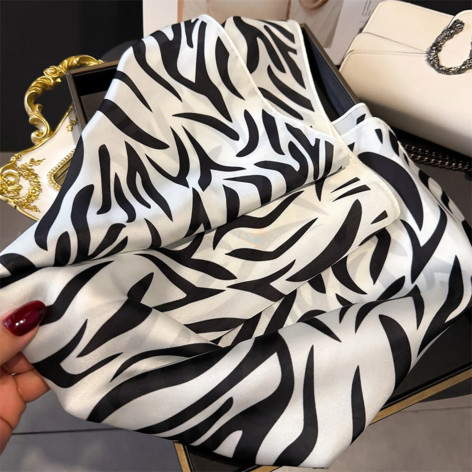 Anna-Kaci Womens Zebra Print Square Scarf Soft Fashion Accessory 27.5¡Á27.5inches sold by Anna-Kaci product image thumbnail 3