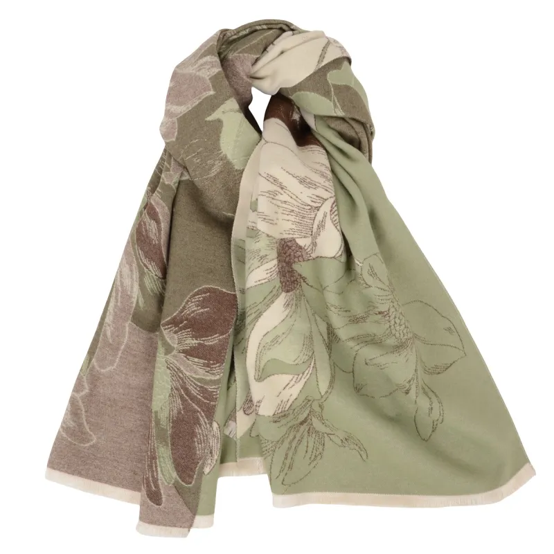 Anna-Kaci Womens Reversible Jacquard Knit Warm Scarf with Floral Pattern sold by Anna-Kaci