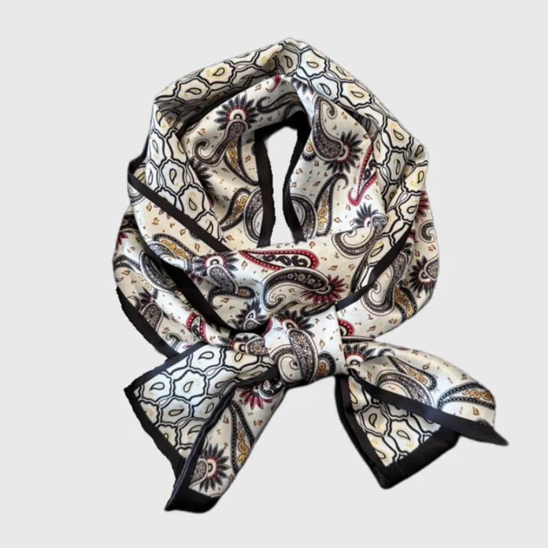 Anna-Kaci Women's Paisley Print Satin Long Scarf with Smooth Finish and Narrow Profile Design 57x4.7in made by Anna-Kaci