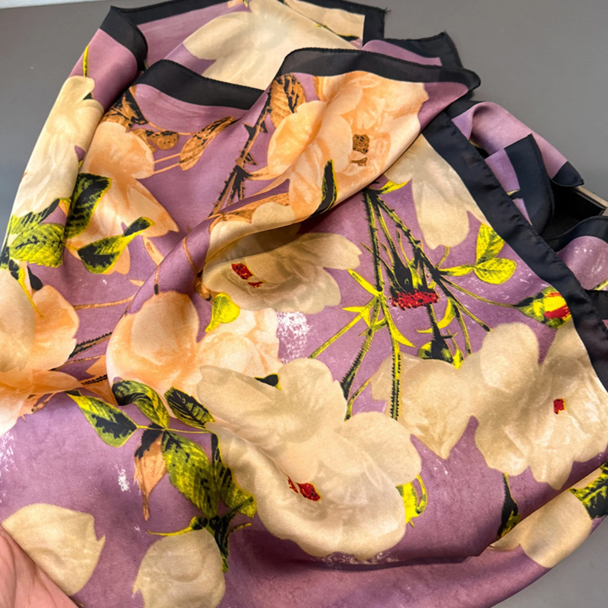Anna-Kaci Women's Floral Print Satin Scarf Lightweight Square Wrap 35.4¡Á35.4 Inches sold by Anna-Kaci product image thumbnail 4