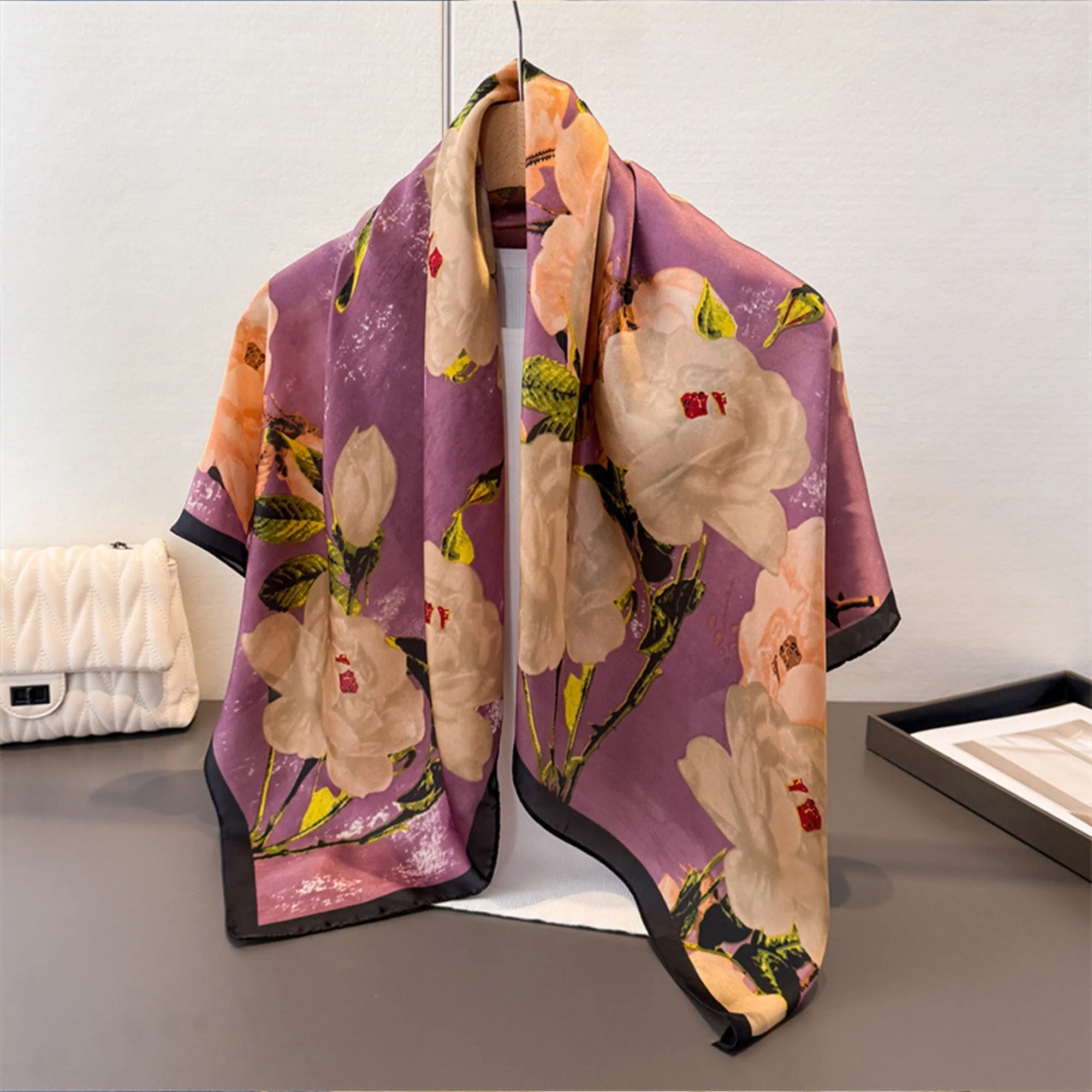 Anna-Kaci Women's Floral Print Satin Scarf Lightweight Square Wrap 35.4¡Á35.4 Inches sold by Anna-Kaci product image thumbnail 2
