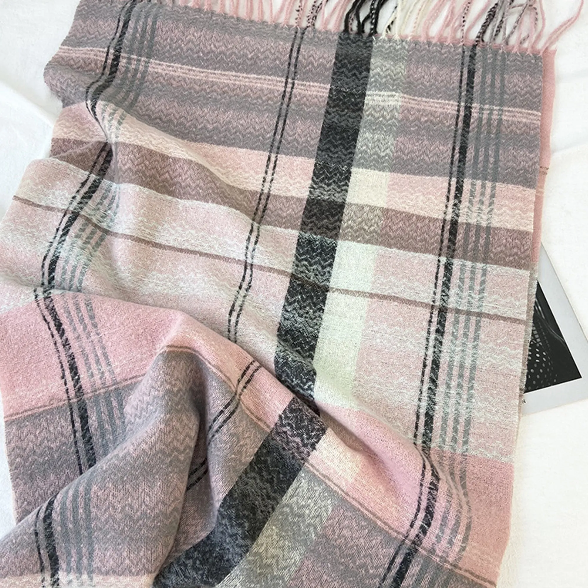 Anna-Kaci Plaid Pattern Soft Woven Winter Scarf with Cozy Texture 71¡Á24.8 Inches sold by Anna-Kaci product image thumbnail 4