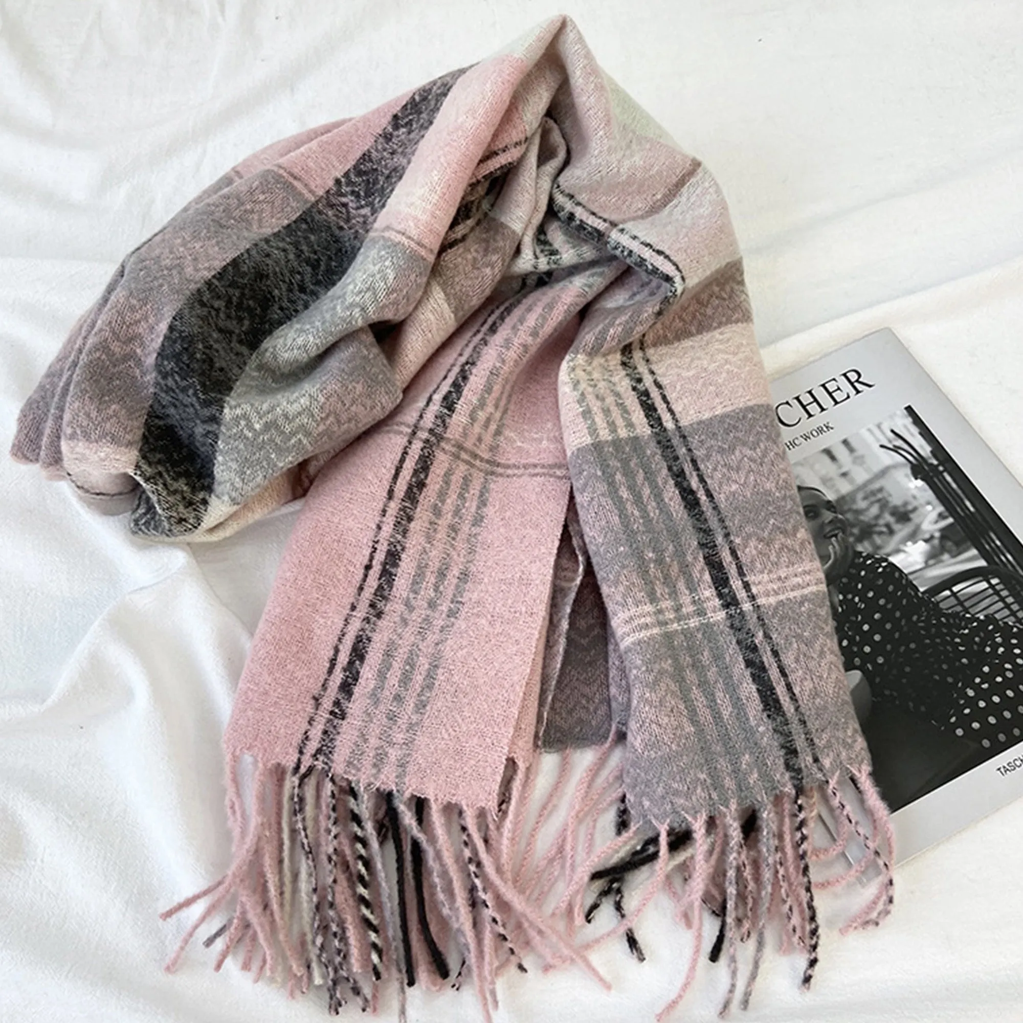 Anna-Kaci Plaid Pattern Soft Woven Winter Scarf with Cozy Texture 71¡Á24.8 Inches sold by Anna-Kaci product image thumbnail 3