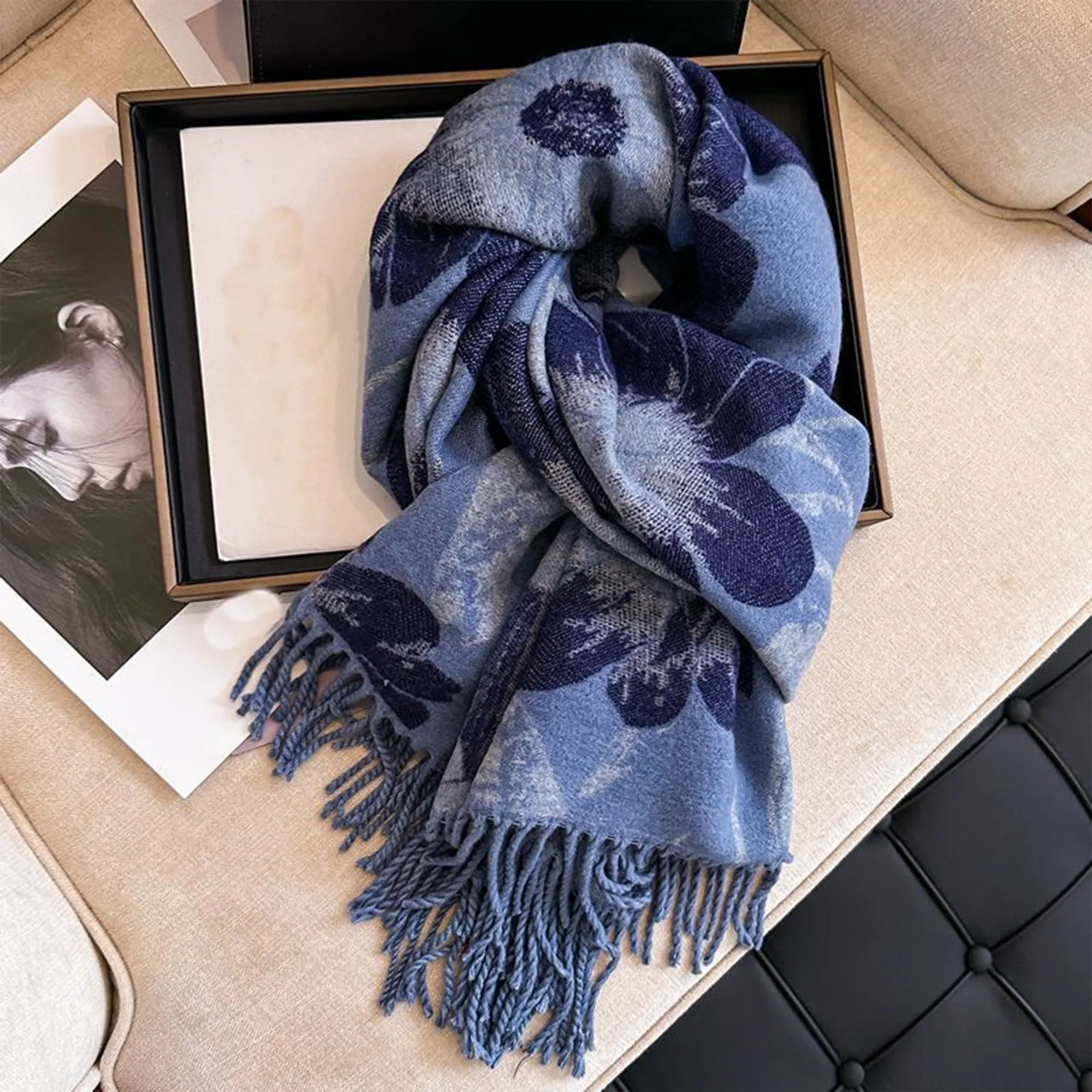 Anna-Kaci Floral Pattern Soft Jacquard Scarf with Twisted Fringe Trim 78.5¡Á25.5 Inches sold by Anna-Kaci product image thumbnail 5