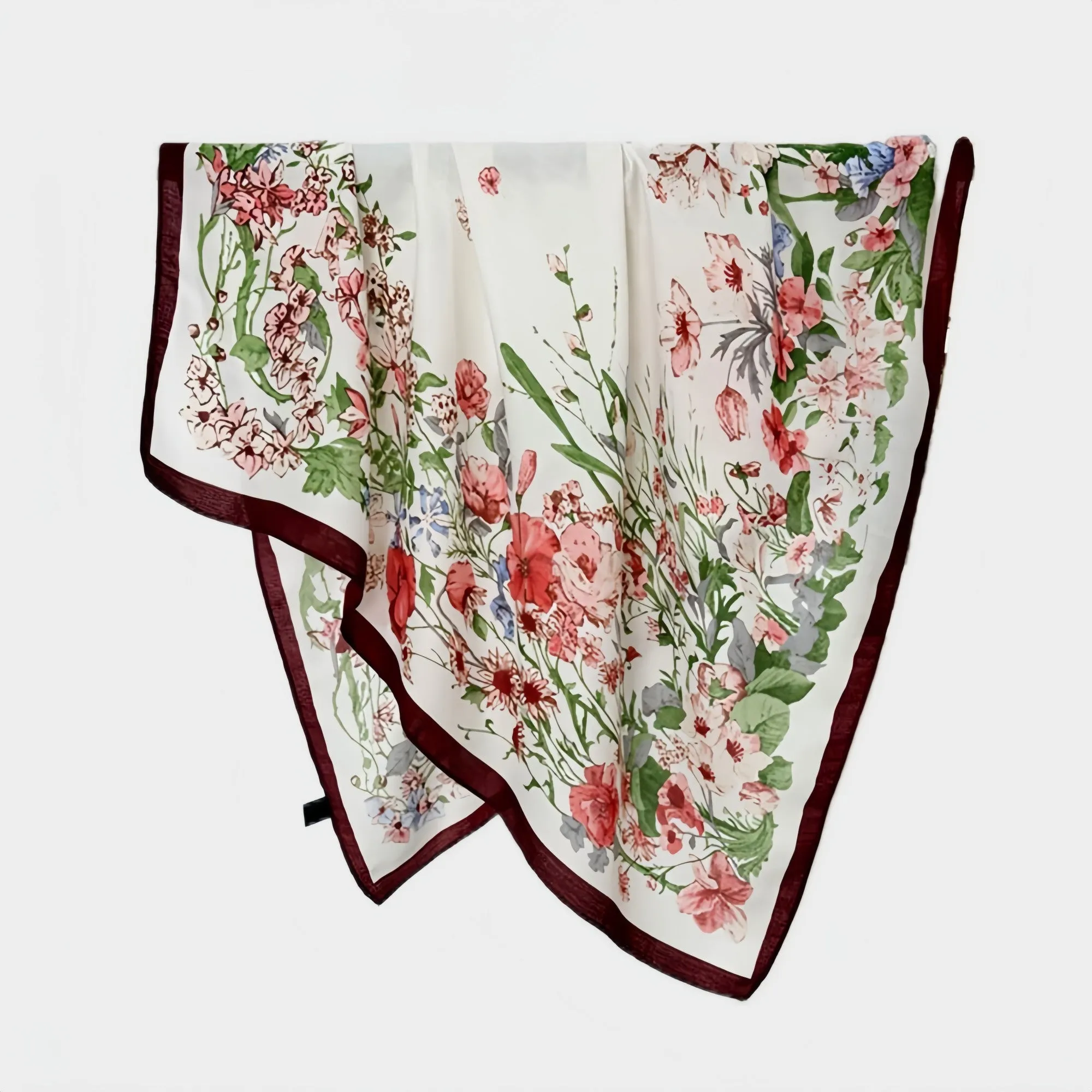 Anna-Kaci Women's Floral Print Square Scarf with Lightweight Draped Fabric, Soft Smooth Texture, and Elegant Border Detailing 35.5x35.5in sold by Anna-Kaci product image thumbnail 5