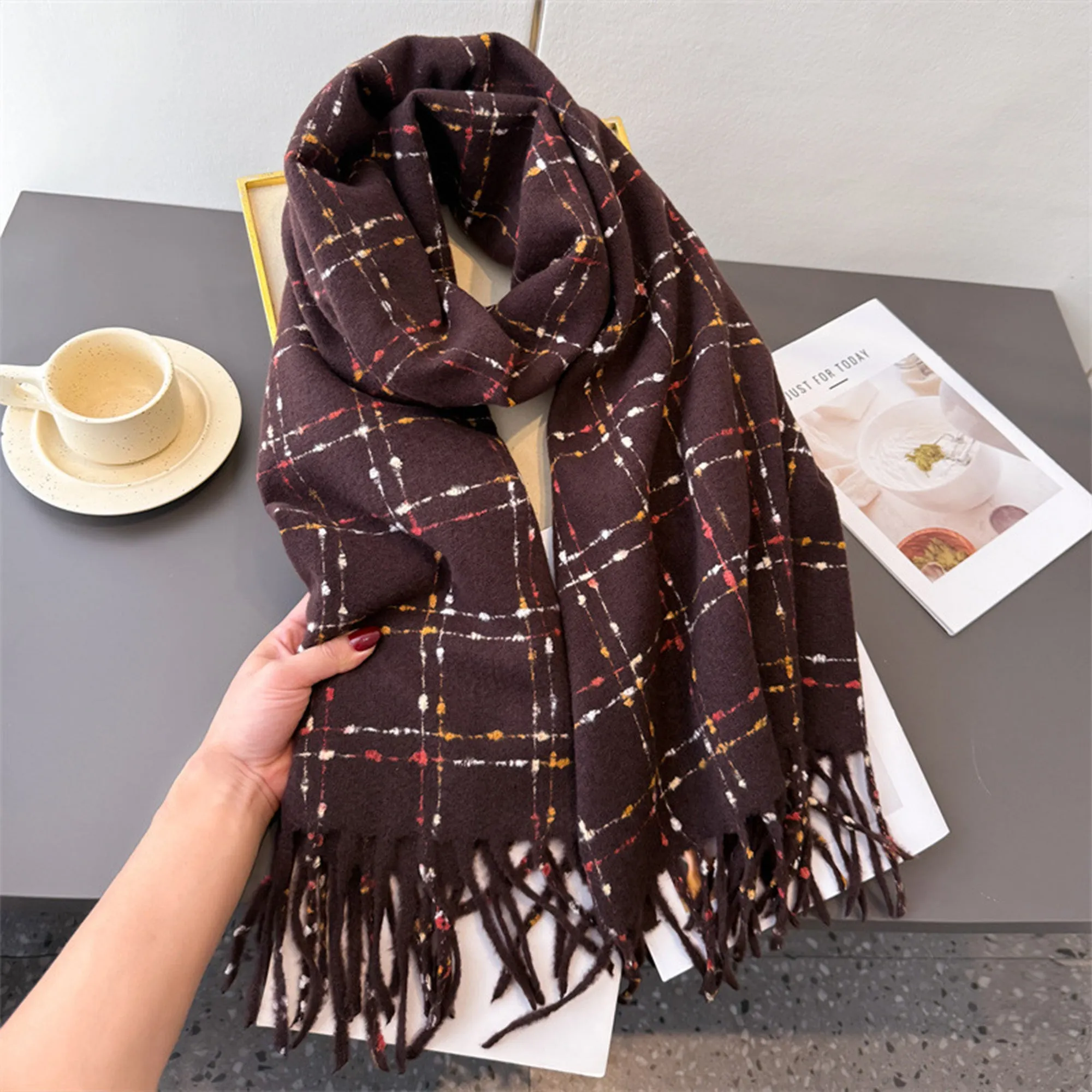 Anna-Kaci Winter Plaid Scarf with Lightweight Warm Fabric for Everyday Comfort 78.5¡Á26 Inches sold by Anna-Kaci product image thumbnail 2