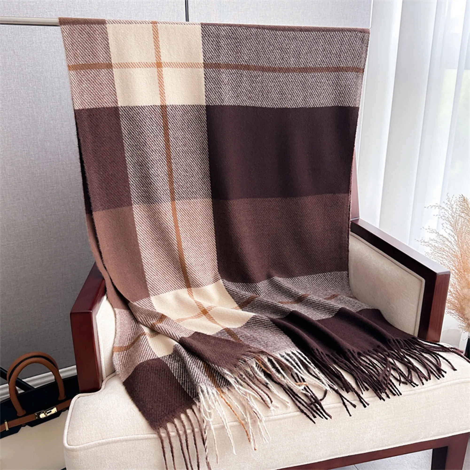 Anna-Kaci Soft Winter Plaid Scarf with Warm Cozy Feel and Fringe Trim 78.5¡Á26 Inches sold by Anna-Kaci product image thumbnail 2