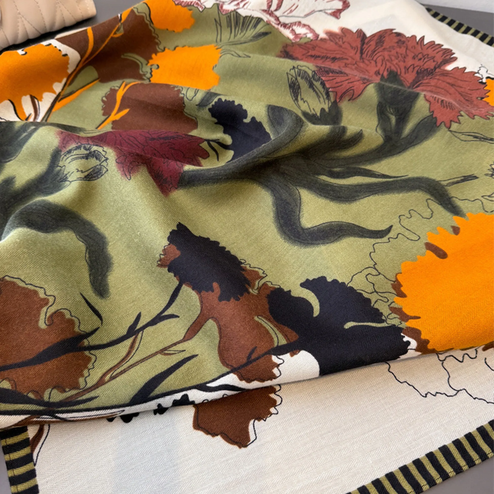 Anna-Kaci Women's Floral Print Cotton Linen Feel Square Scarf 26.5¡Á26.5 Inches sold by Anna-Kaci product image thumbnail 4