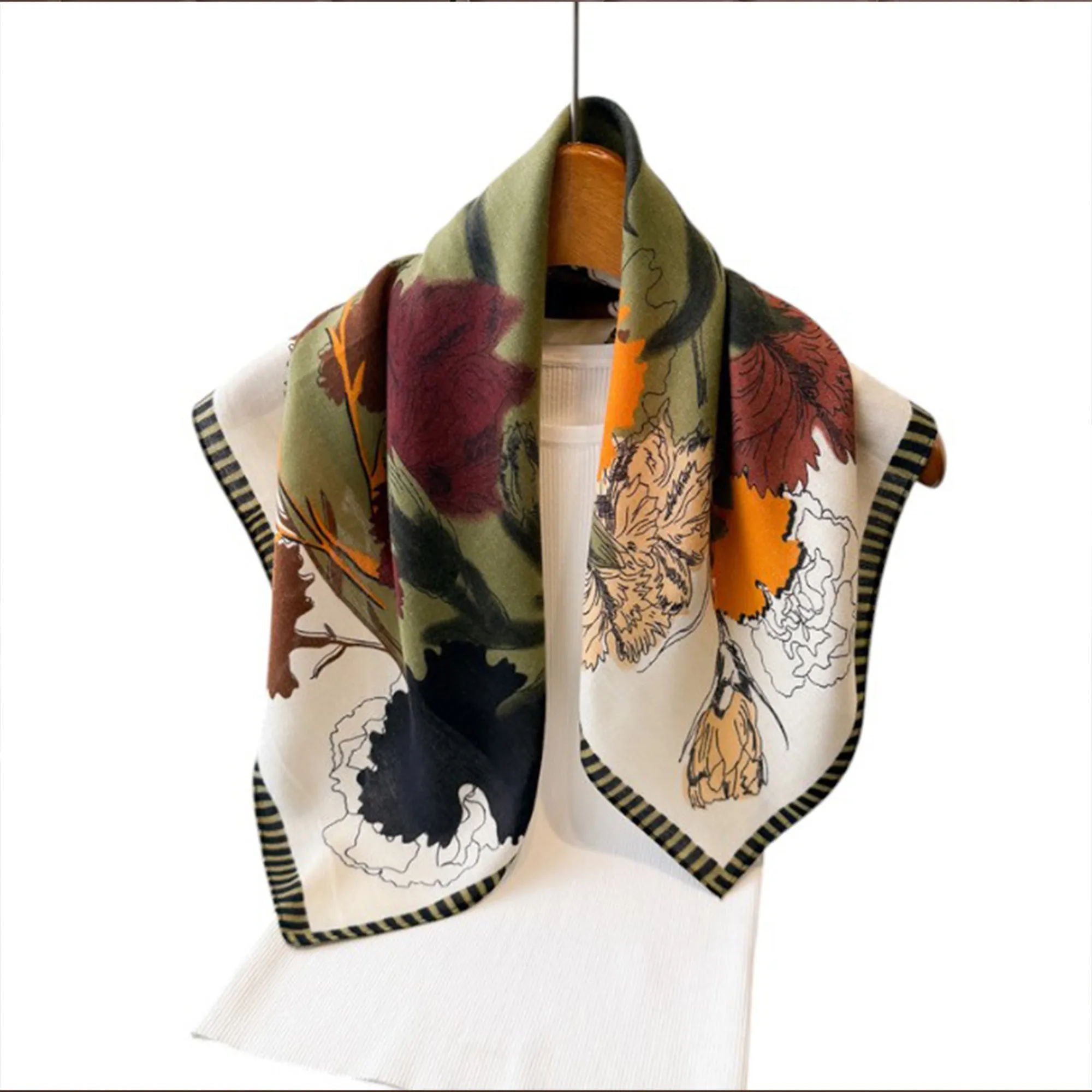 Anna-Kaci Women's Floral Print Cotton Linen Feel Square Scarf 26.5¡Á26.5 Inches sold by Anna-Kaci product image thumbnail 2