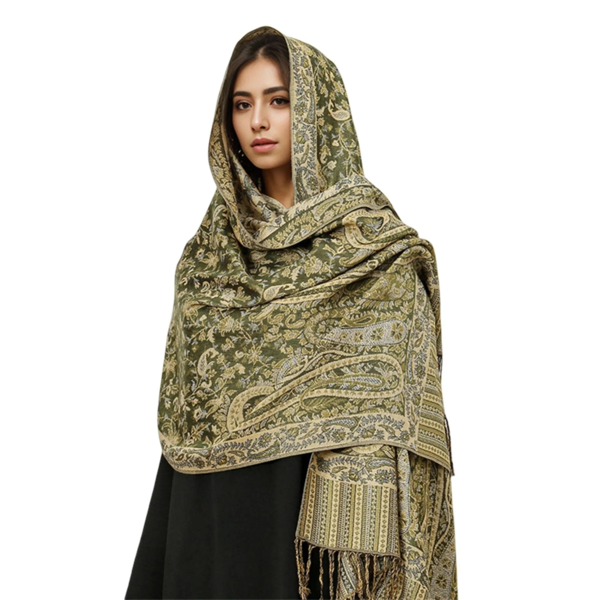 Anna-Kaci Women's Jacquard Paisley Shawl Scarf with Elegant Fringe Hem 71¡Á27.5 Inches sold by Anna-Kaci product image thumbnail 5