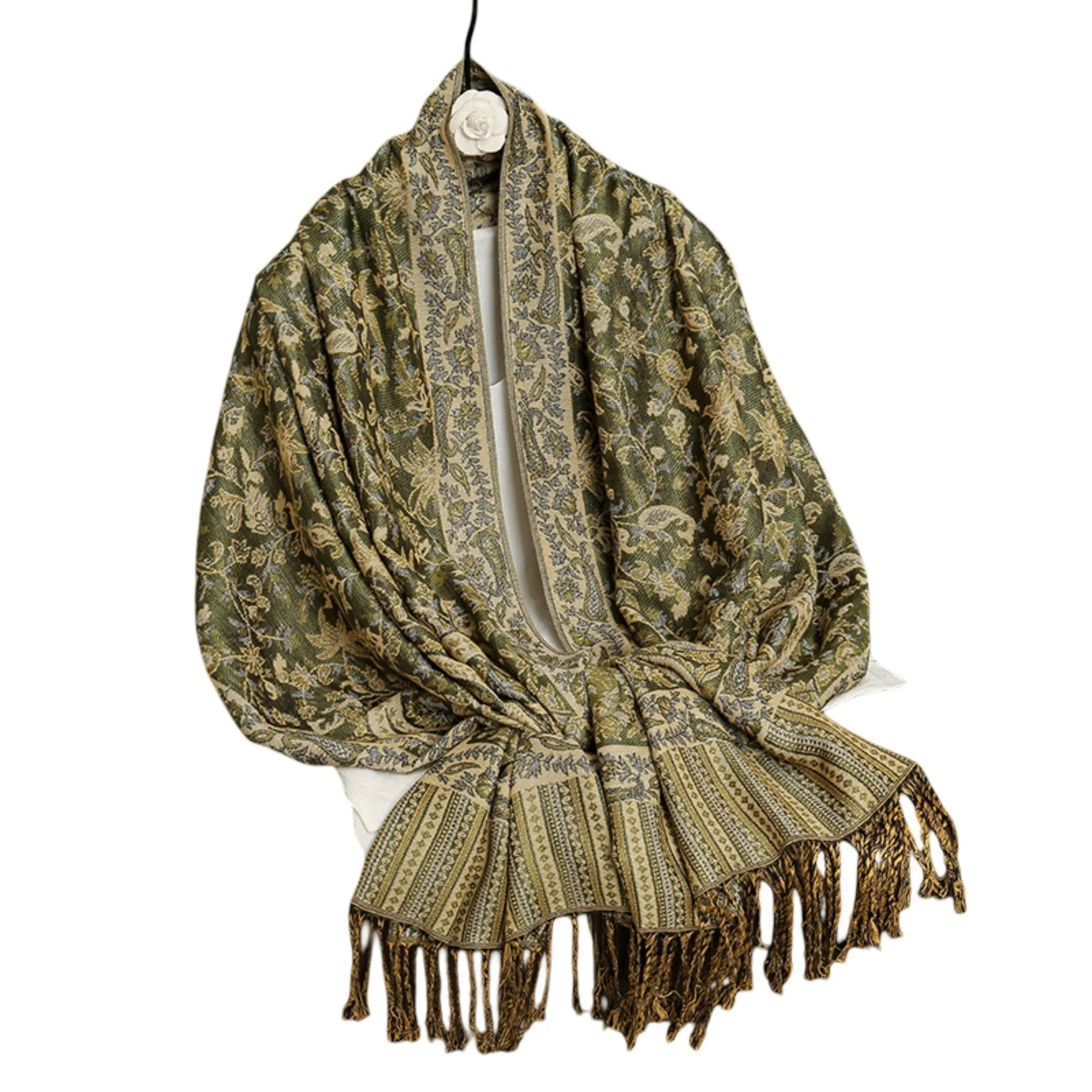 Anna-Kaci Women's Jacquard Paisley Shawl Scarf with Elegant Fringe Hem 71¡Á27.5 Inches sold by Anna-Kaci product image thumbnail 4