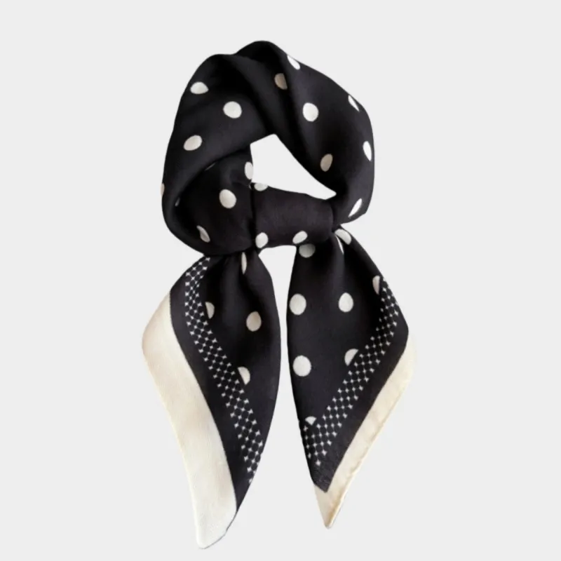 Anna-Kaci Women's Polka Dot Satin Square Scarf with Contrasting Border Trim 27x27in made by Anna-Kaci