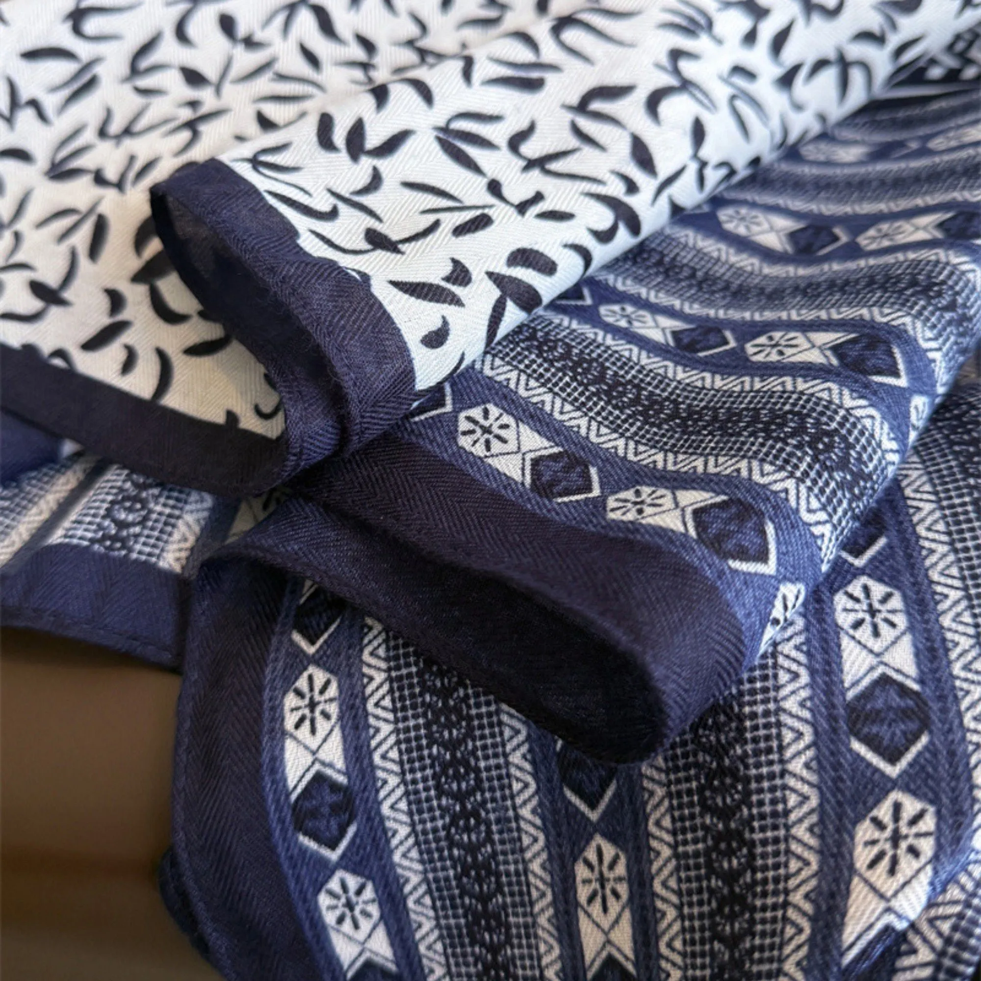 Anna-Kaci Women's Geometric and Leaf Print Satin Square Scarf with Contrasting Patterns 27x27in sold by Anna-Kaci product image thumbnail 4