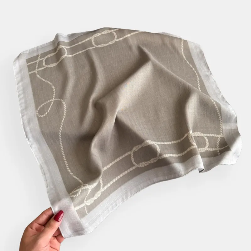 Anna-Kaci Women's Satin Square Scarf with Rope Chain Border Print 27x27in made by Anna-Kaci