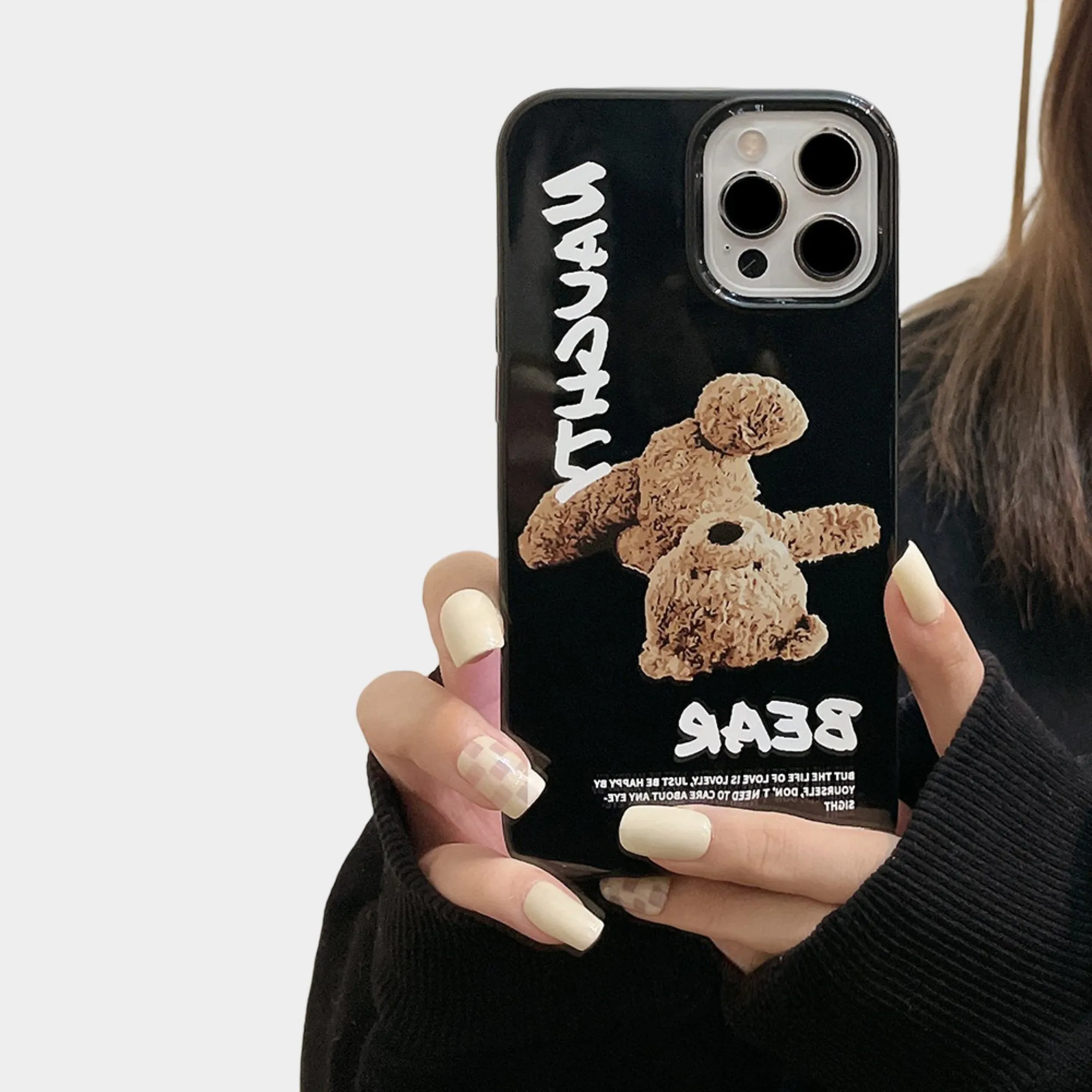 Anna-Kaci Teddy Bear Graphic Phone Case with Glossy Black Finish and Printed Text Design sold by Anna-Kaci product image thumbnail 4