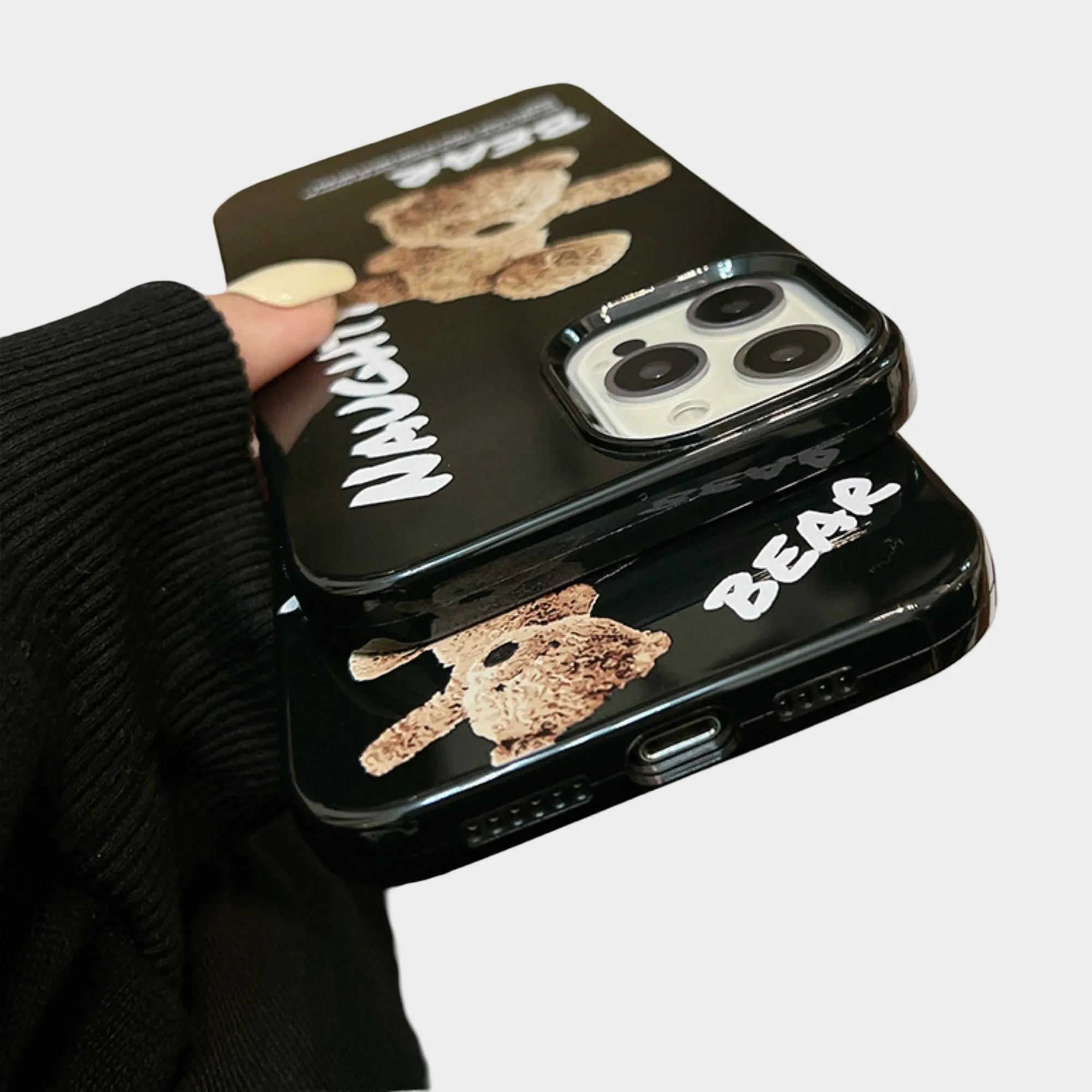 Anna-Kaci Teddy Bear Graphic Phone Case with Glossy Black Finish and Printed Text Design sold by Anna-Kaci product image thumbnail 2