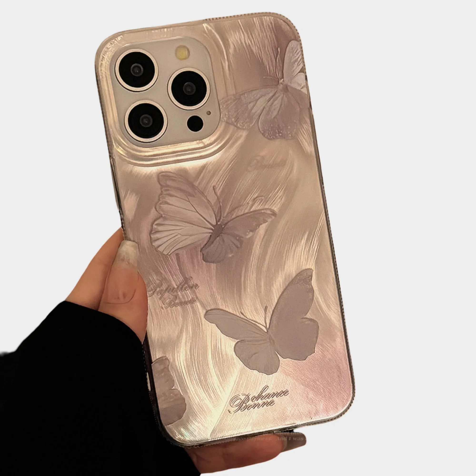 Anna-Kaci Butterfly Embossed Phone Case with Soft Wave Texture and Semi Translucent Finish sold by Anna-Kaci product image thumbnail 3