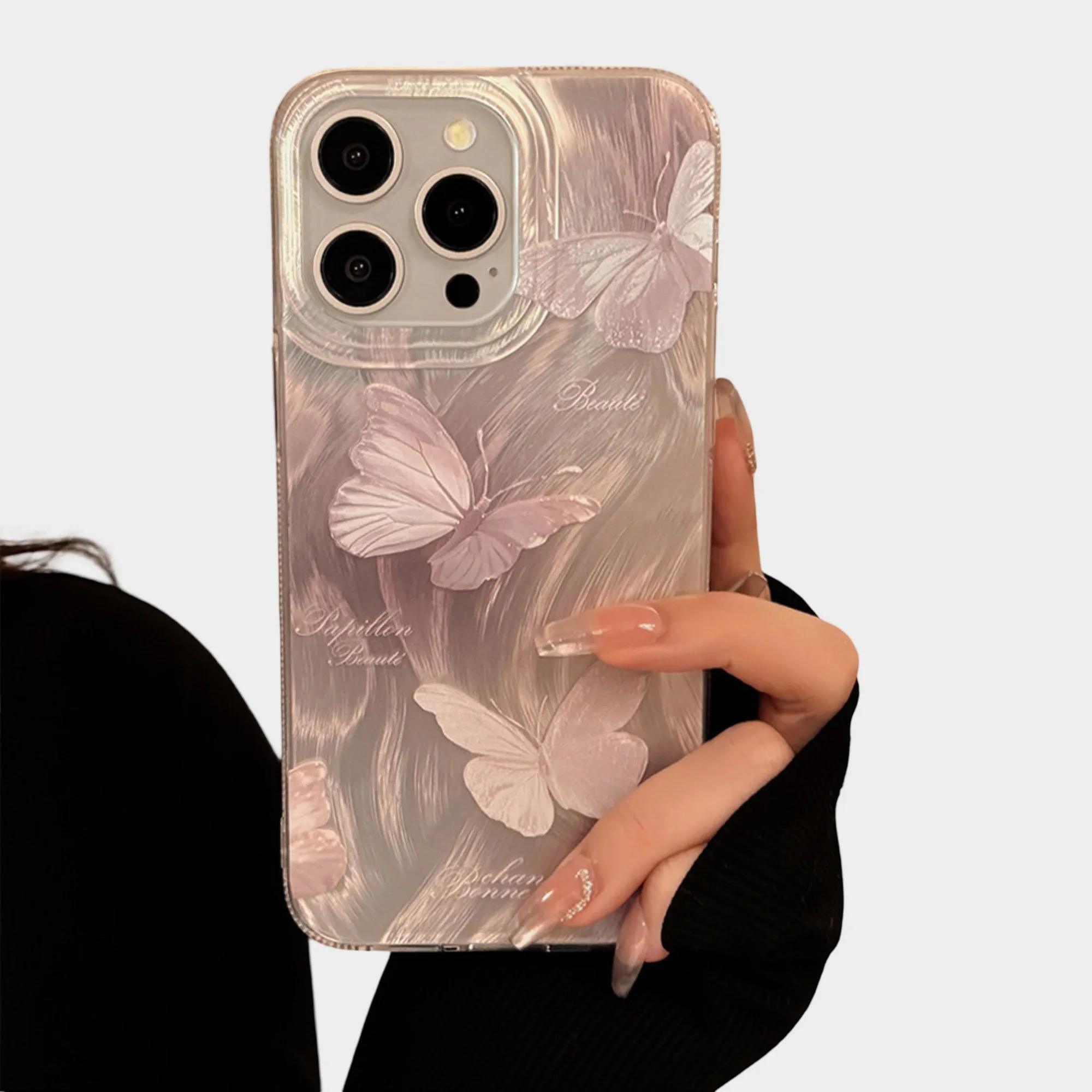 Anna-Kaci Butterfly Embossed Phone Case with Soft Wave Texture and Semi Translucent Finish sold by Anna-Kaci product image thumbnail 4