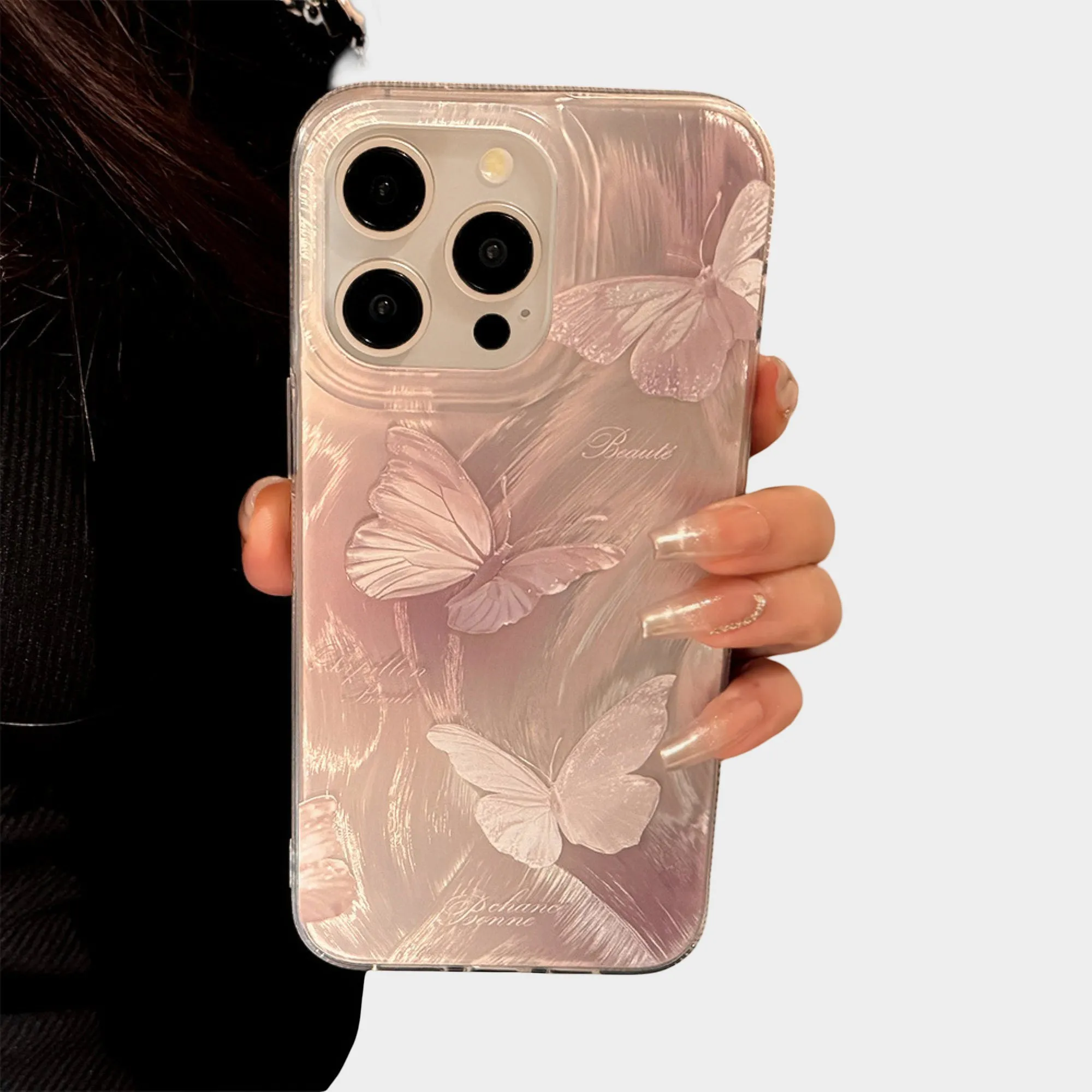 Anna-Kaci Butterfly Embossed Phone Case with Soft Wave Texture and Semi Translucent Finish sold by Anna-Kaci product image thumbnail 2