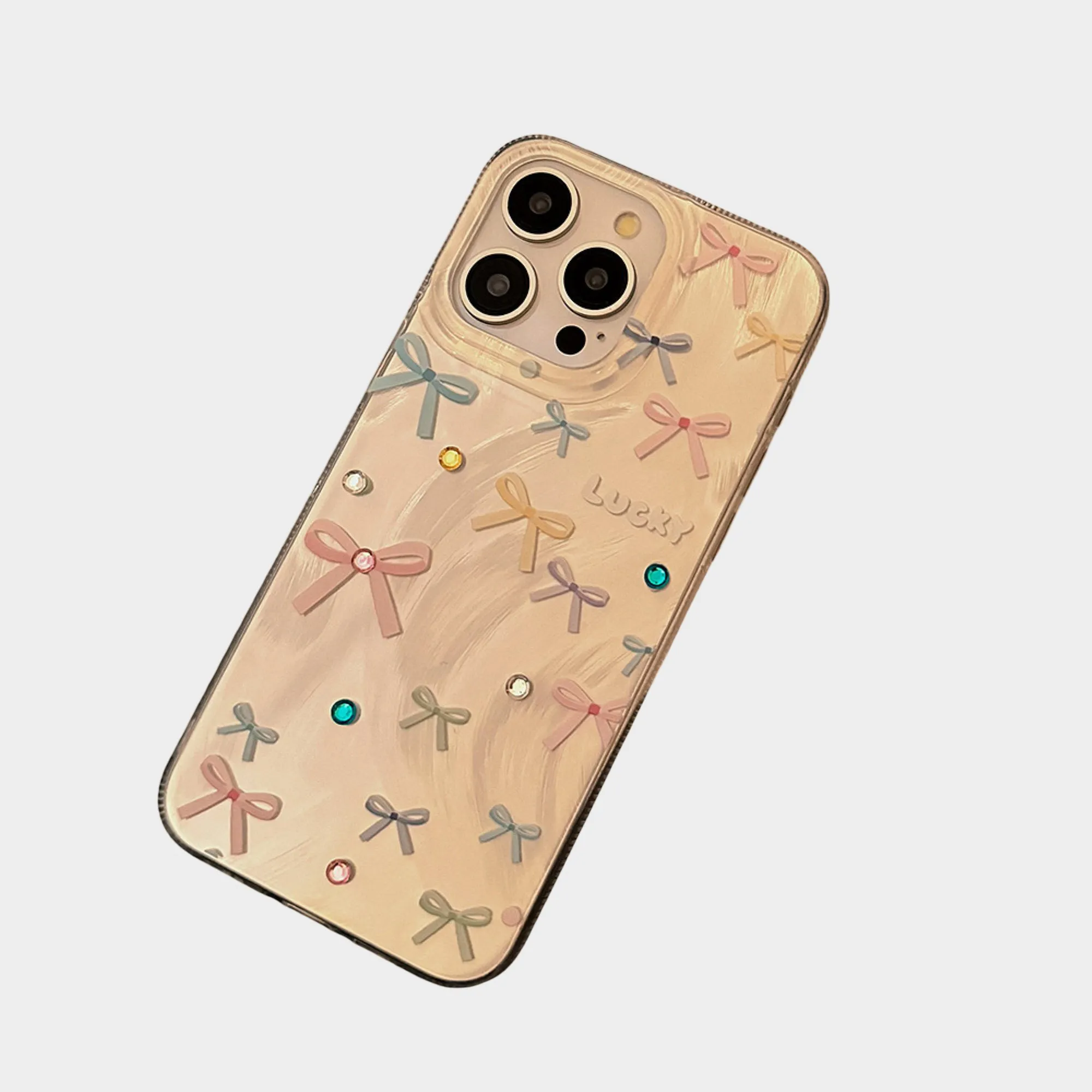 Anna-Kaci Bow Accent Phone Case with Textured Wave Finish and Decorative Crystal Details sold by Anna-Kaci product image thumbnail 2