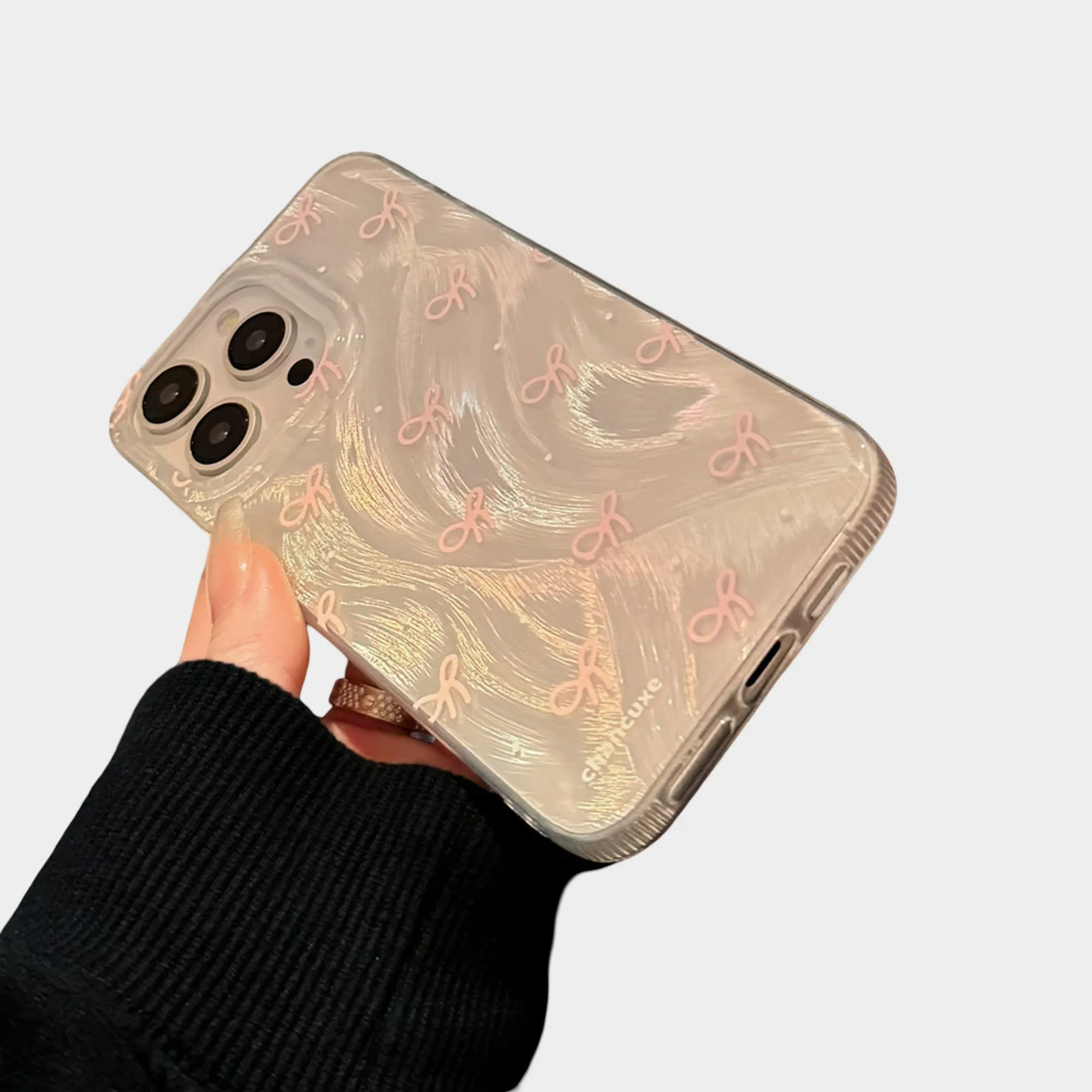 Anna-Kaci Bow Accent Phone Case with Textured Wave Pattern and Raised Bow Details sold by Anna-Kaci product image thumbnail 3