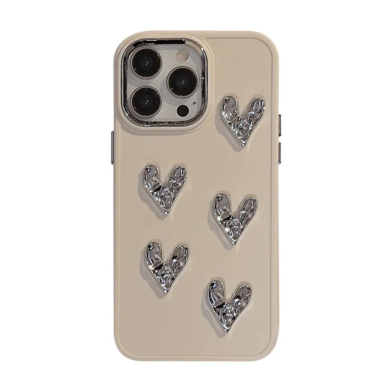 Anna-Kaci Heart Accent Phone Case with Raised Metallic Heart Details made by Anna-Kaci