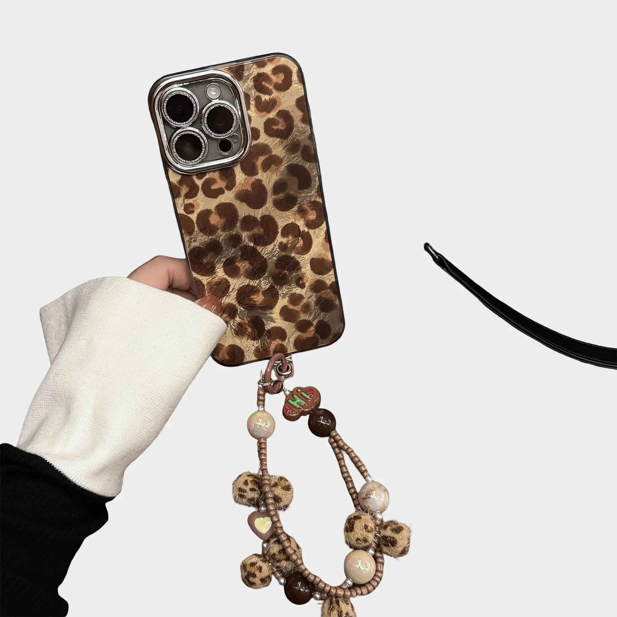 Anna-Kaci Leopard Print Phone Case with Beaded Wristlet Charm sold by Anna-Kaci product image thumbnail 2