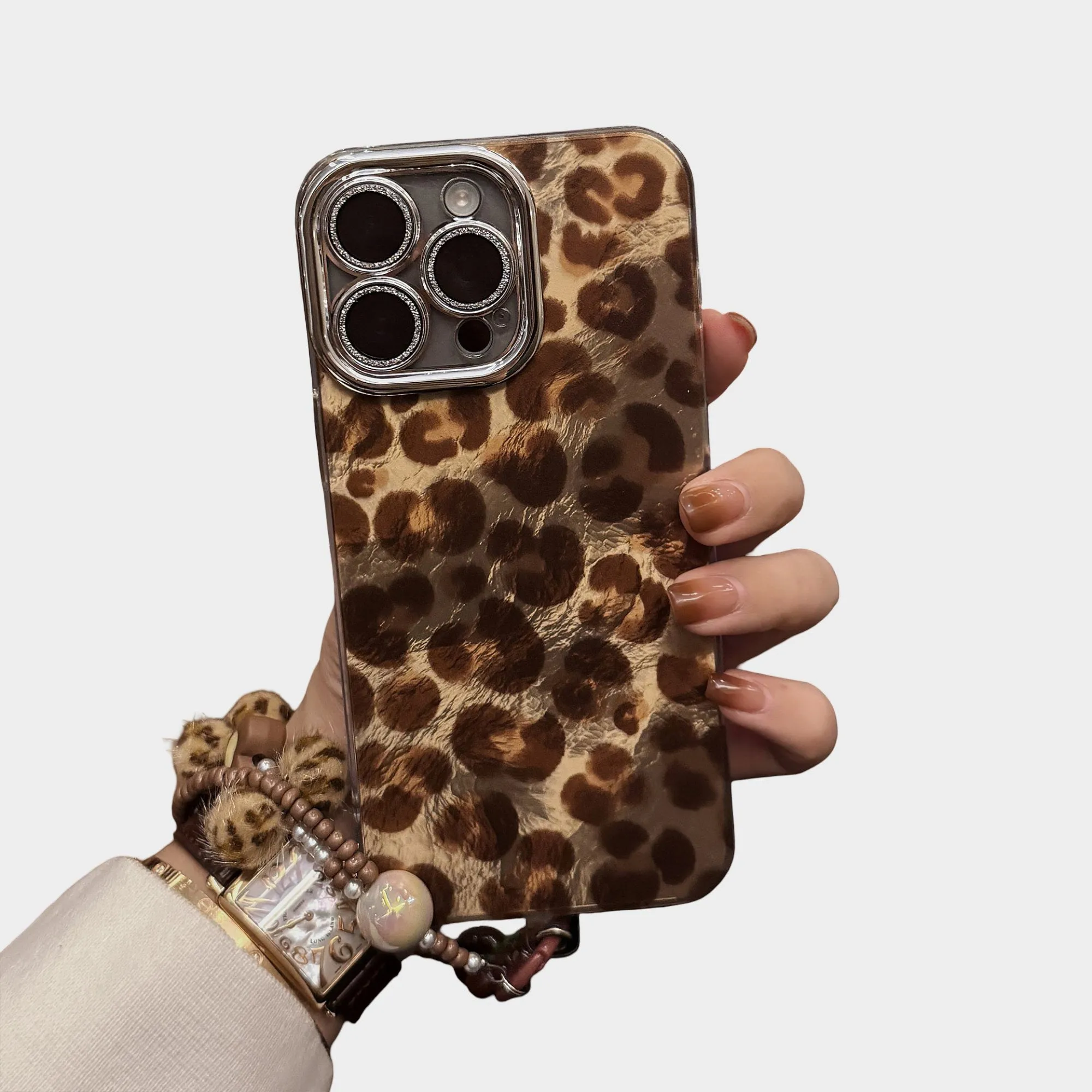 Anna-Kaci Leopard Print Phone Case with Beaded Wristlet Charm sold by Anna-Kaci product image thumbnail 3