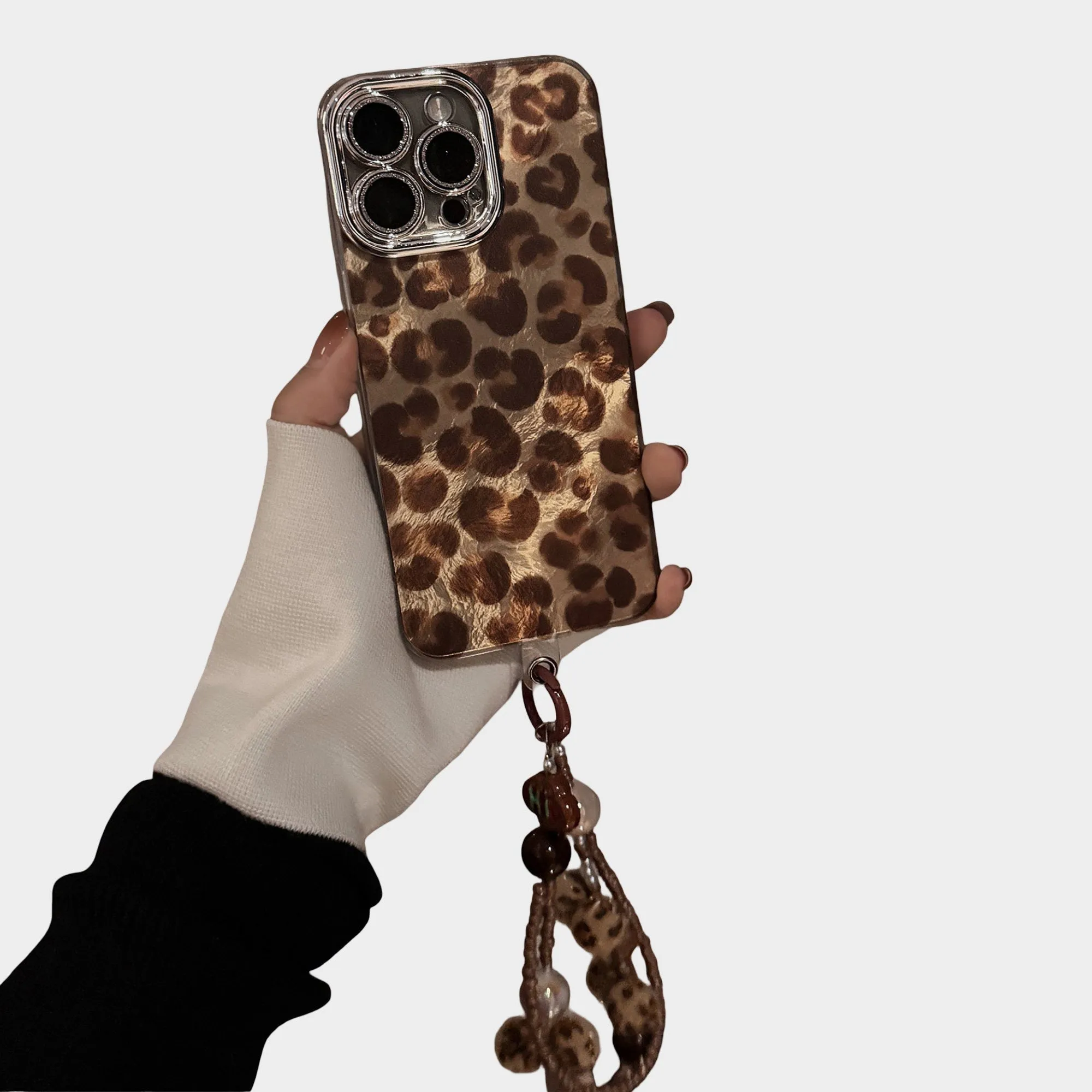 Anna-Kaci Leopard Print Phone Case with Beaded Wristlet Charm sold by Anna-Kaci product image thumbnail 4