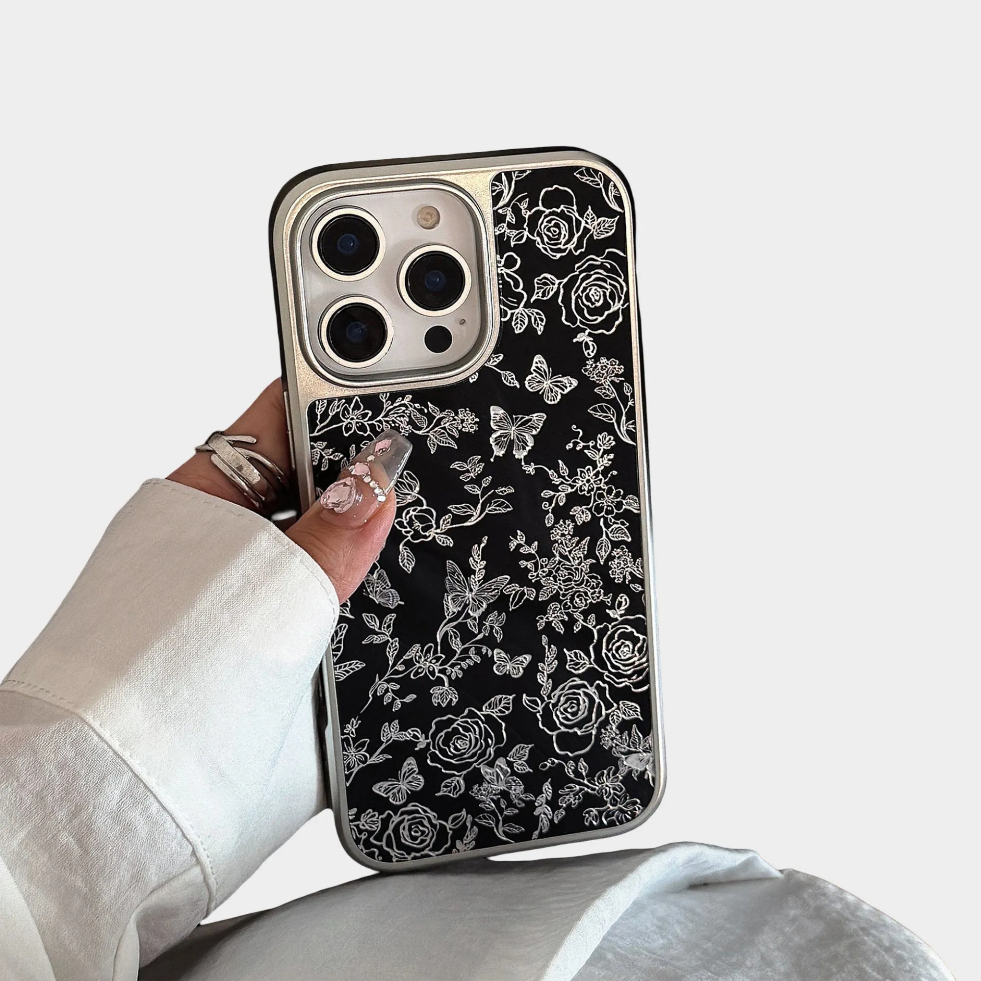 Anna-Kaci Black Floral Butterfly Line Art Phone Case sold by Anna-Kaci product image thumbnail 3