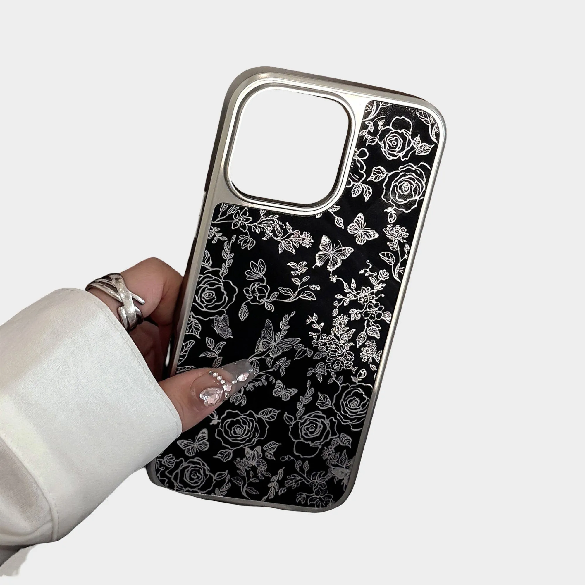 Anna-Kaci Black Floral Butterfly Line Art Phone Case sold by Anna-Kaci product image thumbnail 4