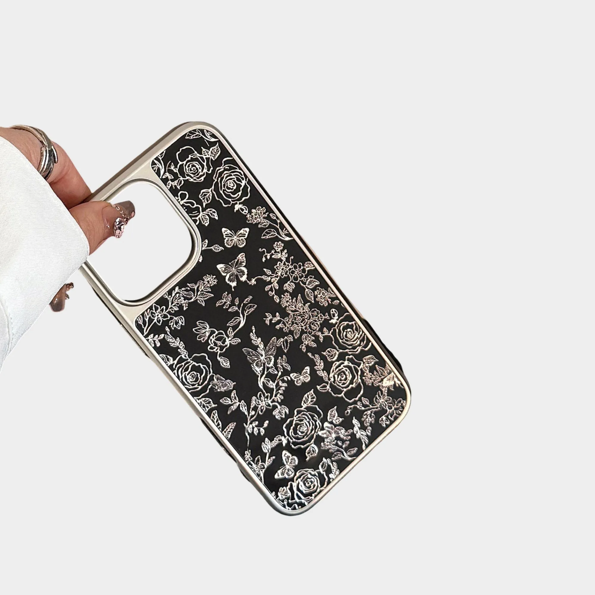 Anna-Kaci Black Floral Butterfly Line Art Phone Case sold by Anna-Kaci product image thumbnail 2