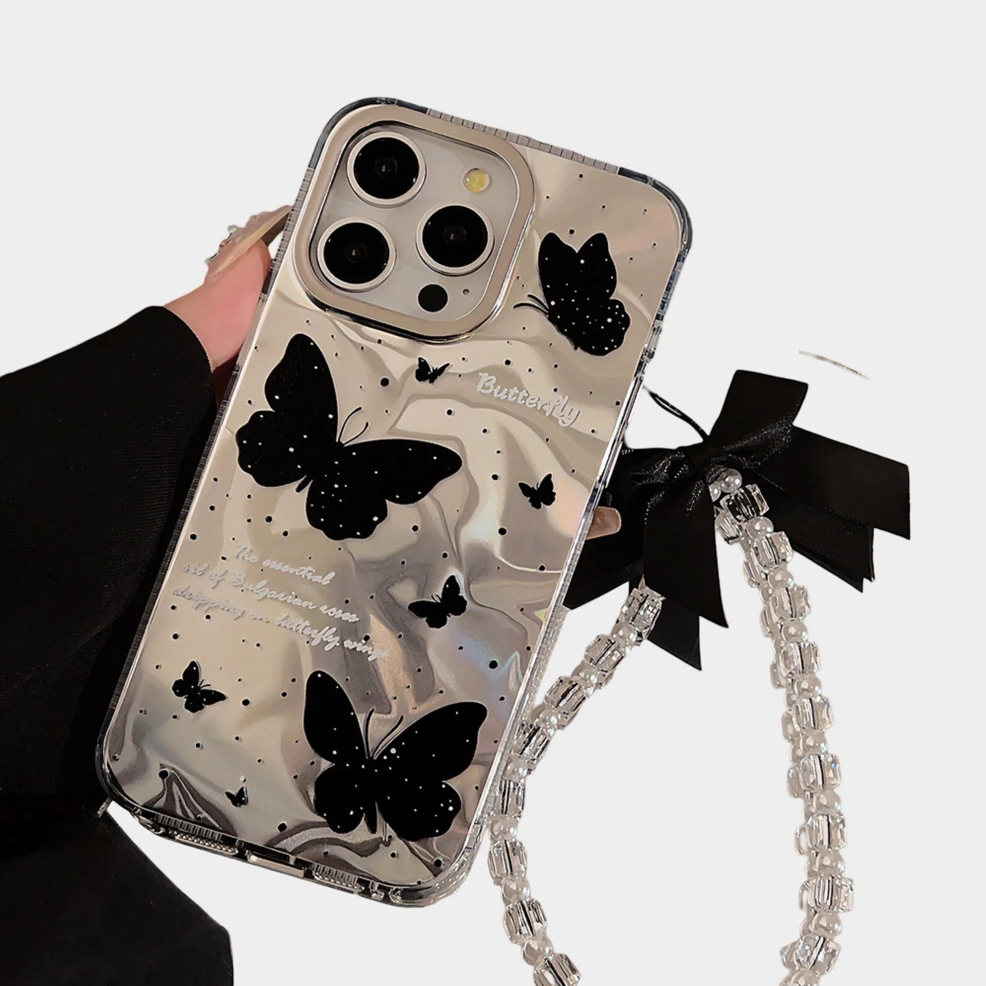 Anna-Kaci Butterfly Print Phone Case with Beaded Bow Wristlet Charm sold by Anna-Kaci product image thumbnail 2