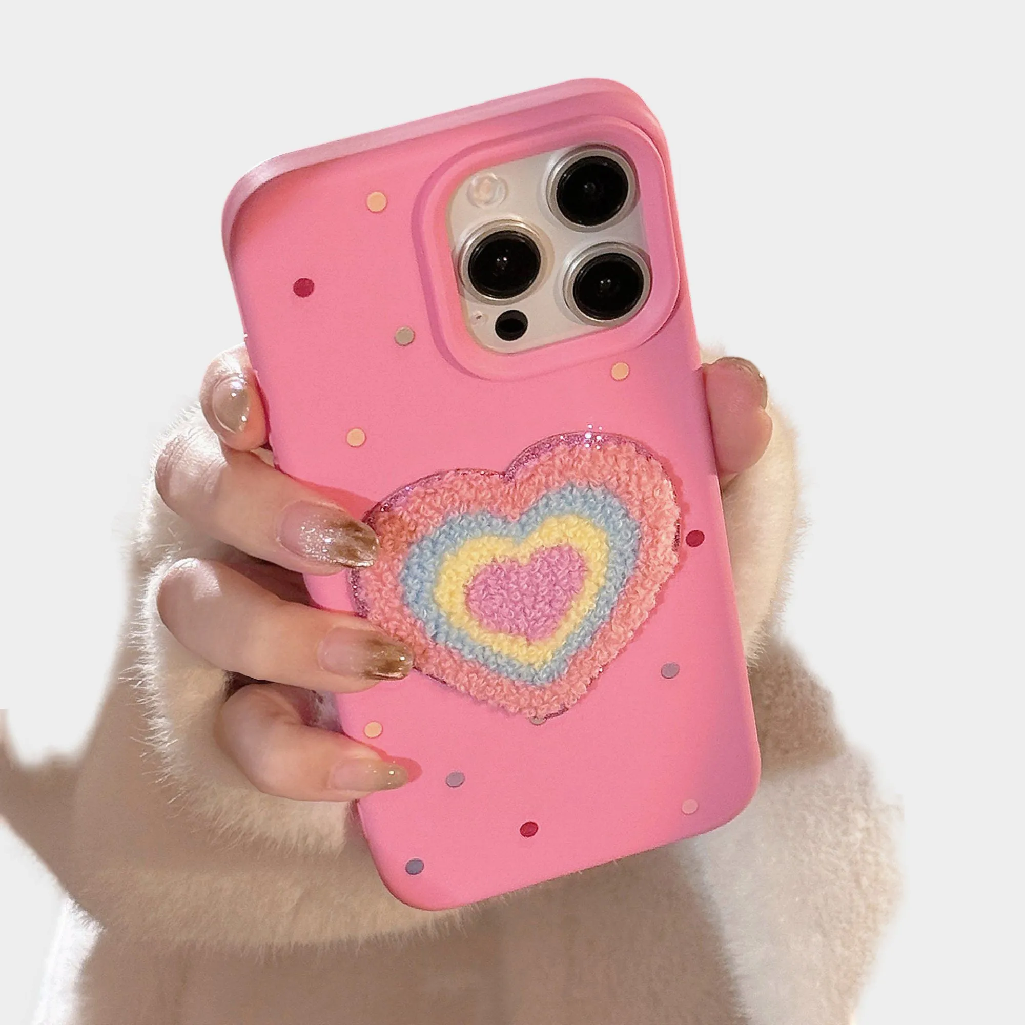 Anna-Kaci Heart Patch Phone Case with Plush Beaded Wristlet Charm sold by Anna-Kaci product image thumbnail 3