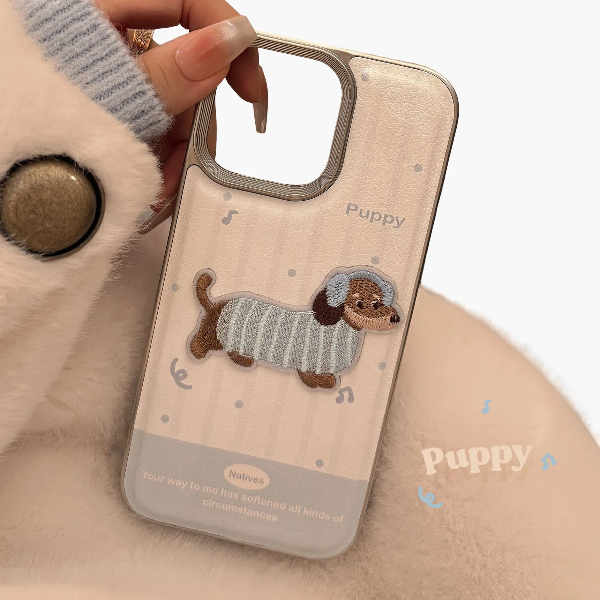Anna-Kaci Embroidered Puppy Phone Case Slim Protective Cover Cute Design sold by Anna-Kaci product image thumbnail 3