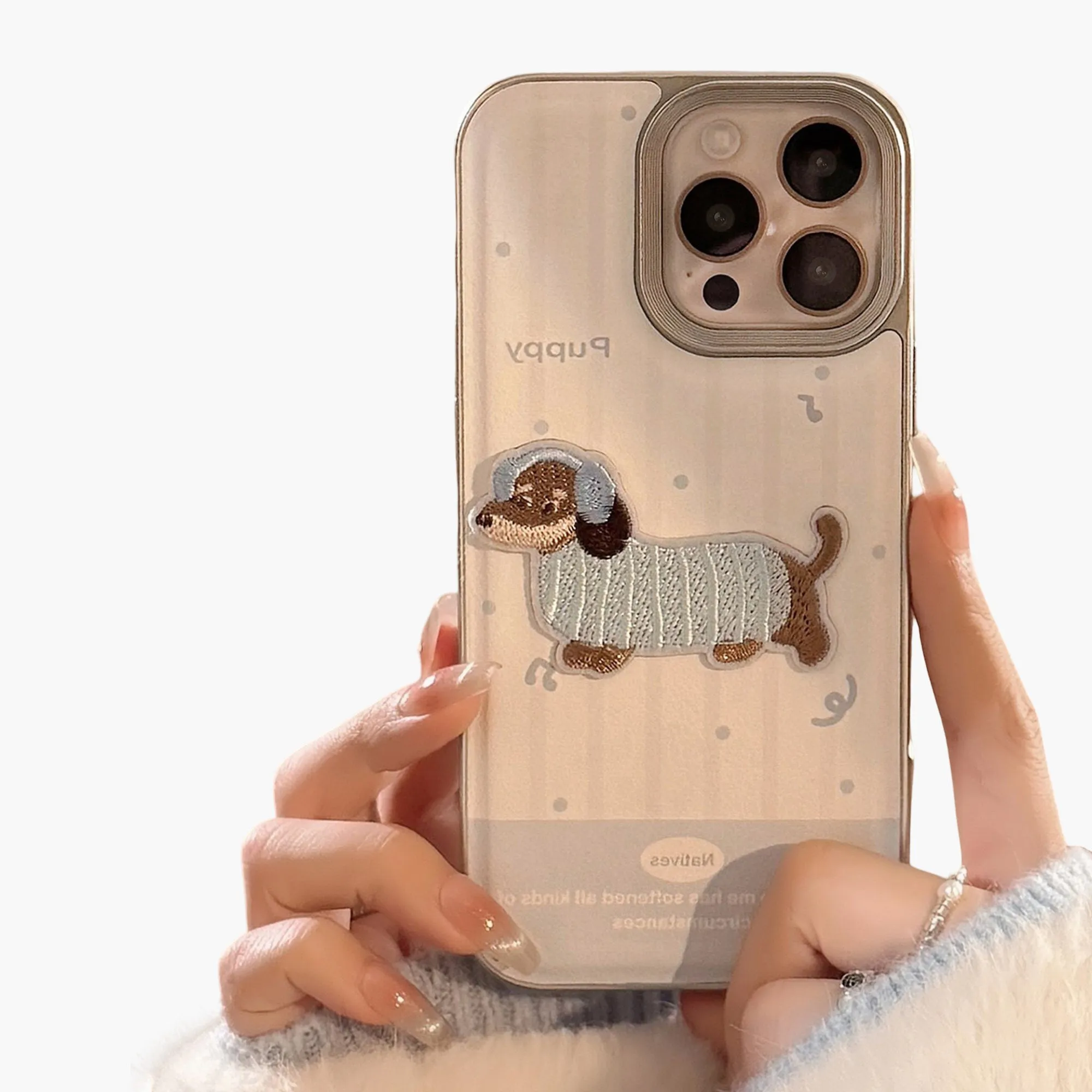 Anna-Kaci Embroidered Puppy Phone Case Slim Protective Cover Cute Design sold by Anna-Kaci product image thumbnail 4