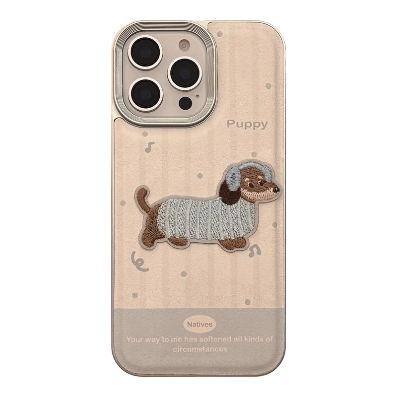 Anna-Kaci Embroidered Puppy Phone Case Slim Protective Cover Cute Design made by Anna-Kaci