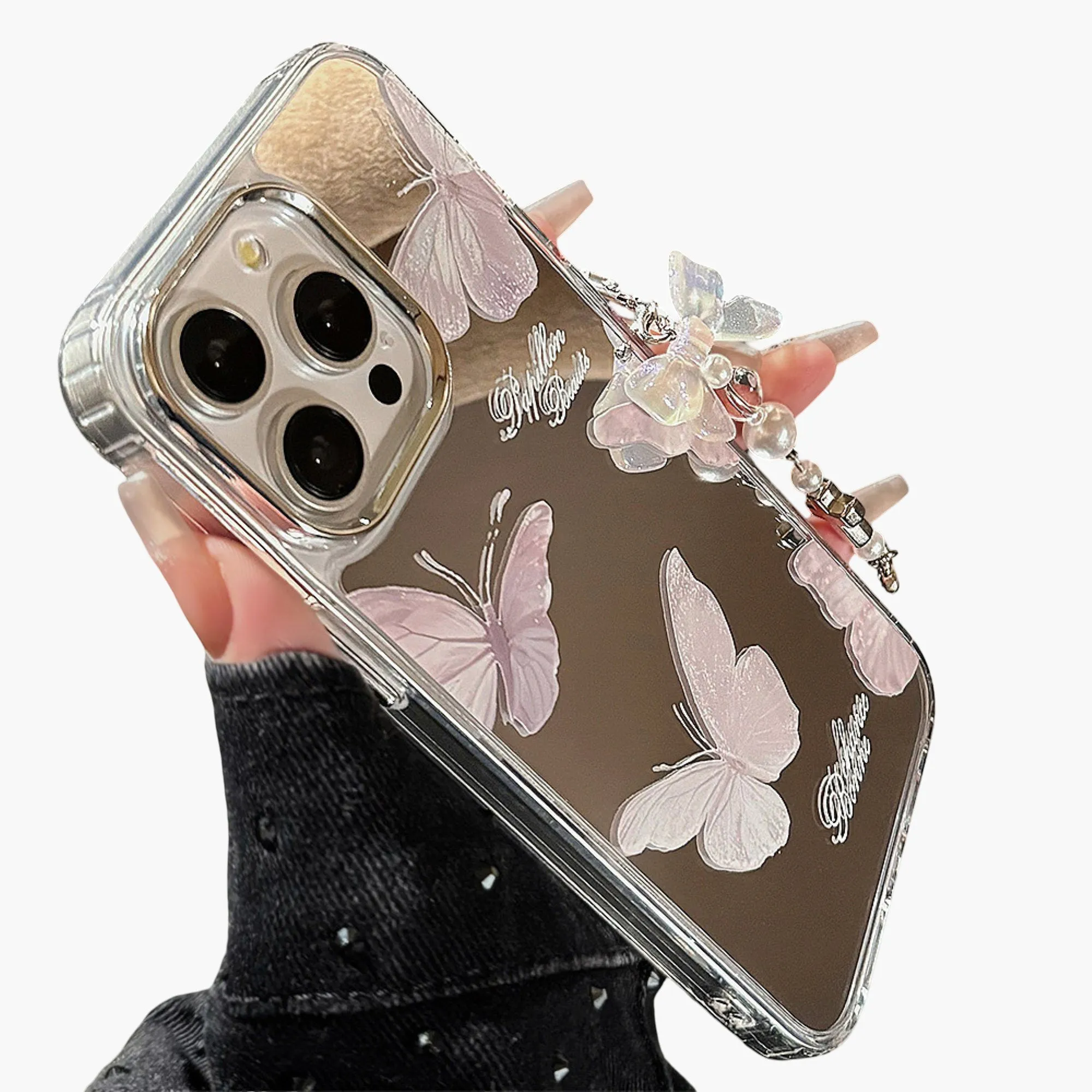 Anna-Kaci Mirror Finish Butterfly Phone Case with Decorative Charm Slim Protective Cover sold by Anna-Kaci product image thumbnail 2