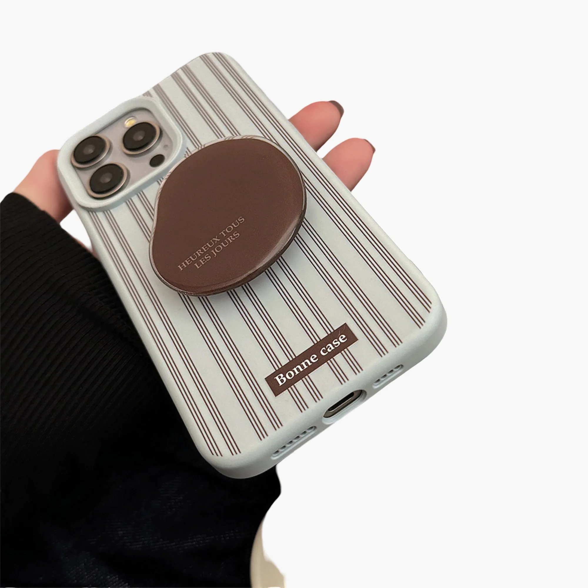 Anna-Kaci Striped Phone Case with Built In Phone Stand Raised Grip Accent Glossy Finish Slim Protective Cover sold by Anna-Kaci product image thumbnail 3