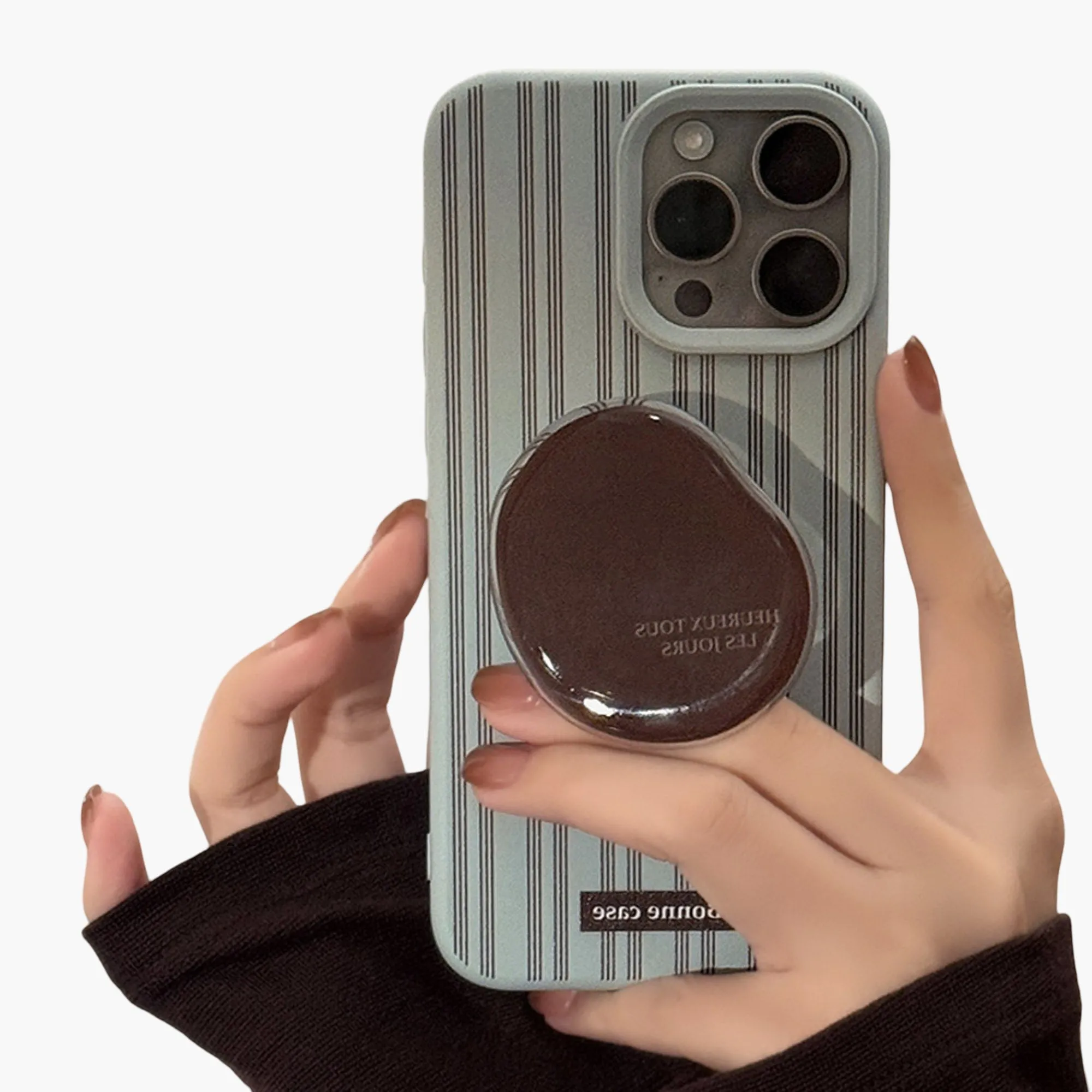 Anna-Kaci Striped Phone Case with Built In Phone Stand Raised Grip Accent Glossy Finish Slim Protective Cover sold by Anna-Kaci product image thumbnail 4