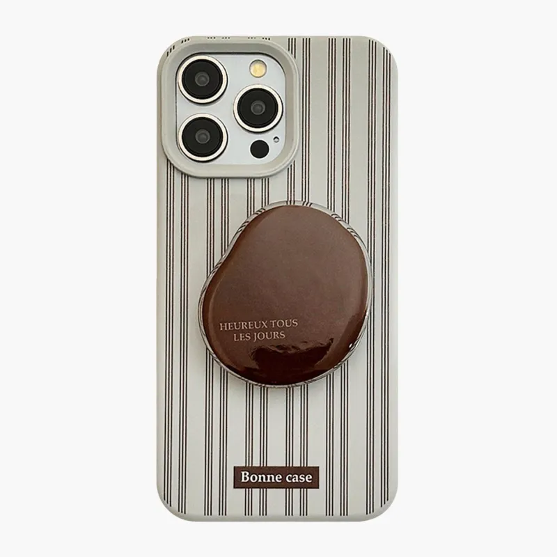Anna-Kaci Striped Phone Case with Built In Phone Stand Raised Grip Accent Glossy Finish Slim Protective Cover made by Anna-Kaci