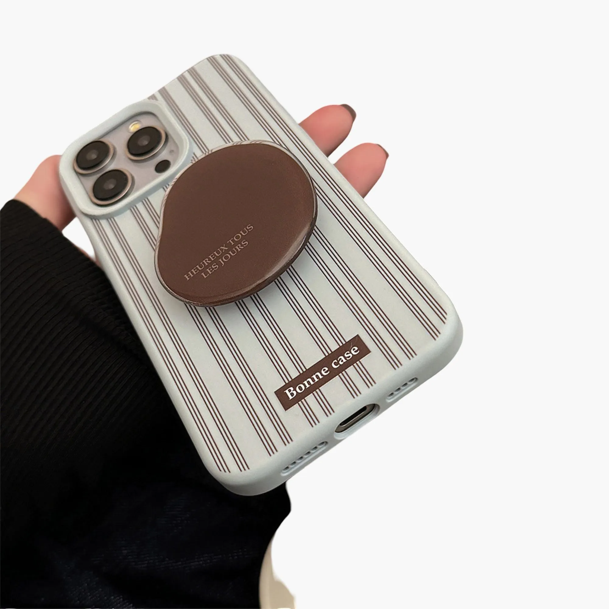 Anna-Kaci Striped Phone Case with Built In Phone Stand Raised Grip Accent Glossy Finish Slim Protective Cover sold by Anna-Kaci product image thumbnail 5